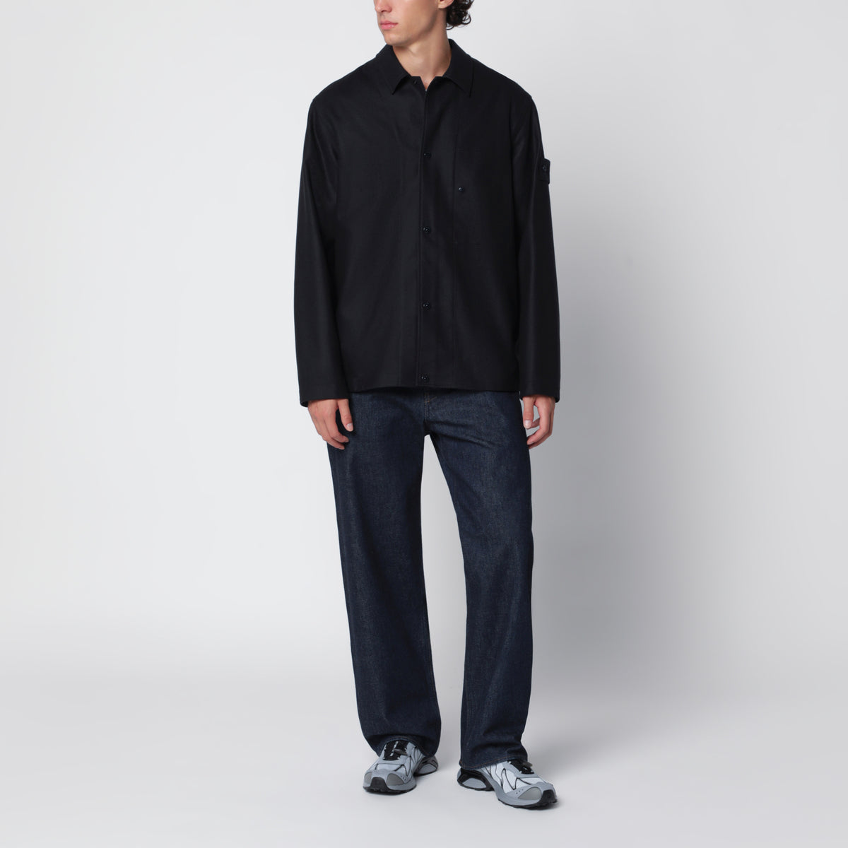 Surchemise bleu marine en mélange de laine