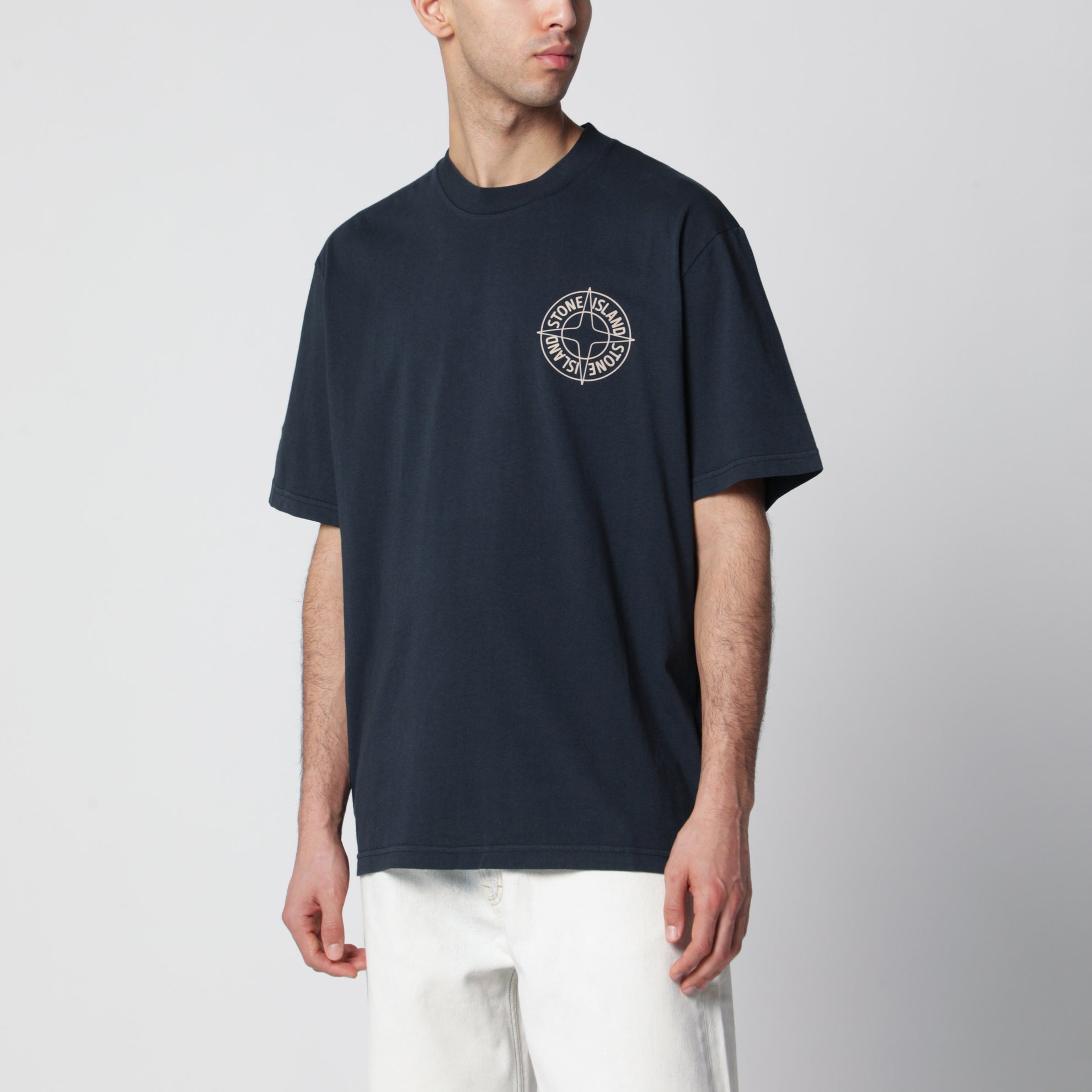 T-shirt regular Outline Compass in cotone blu