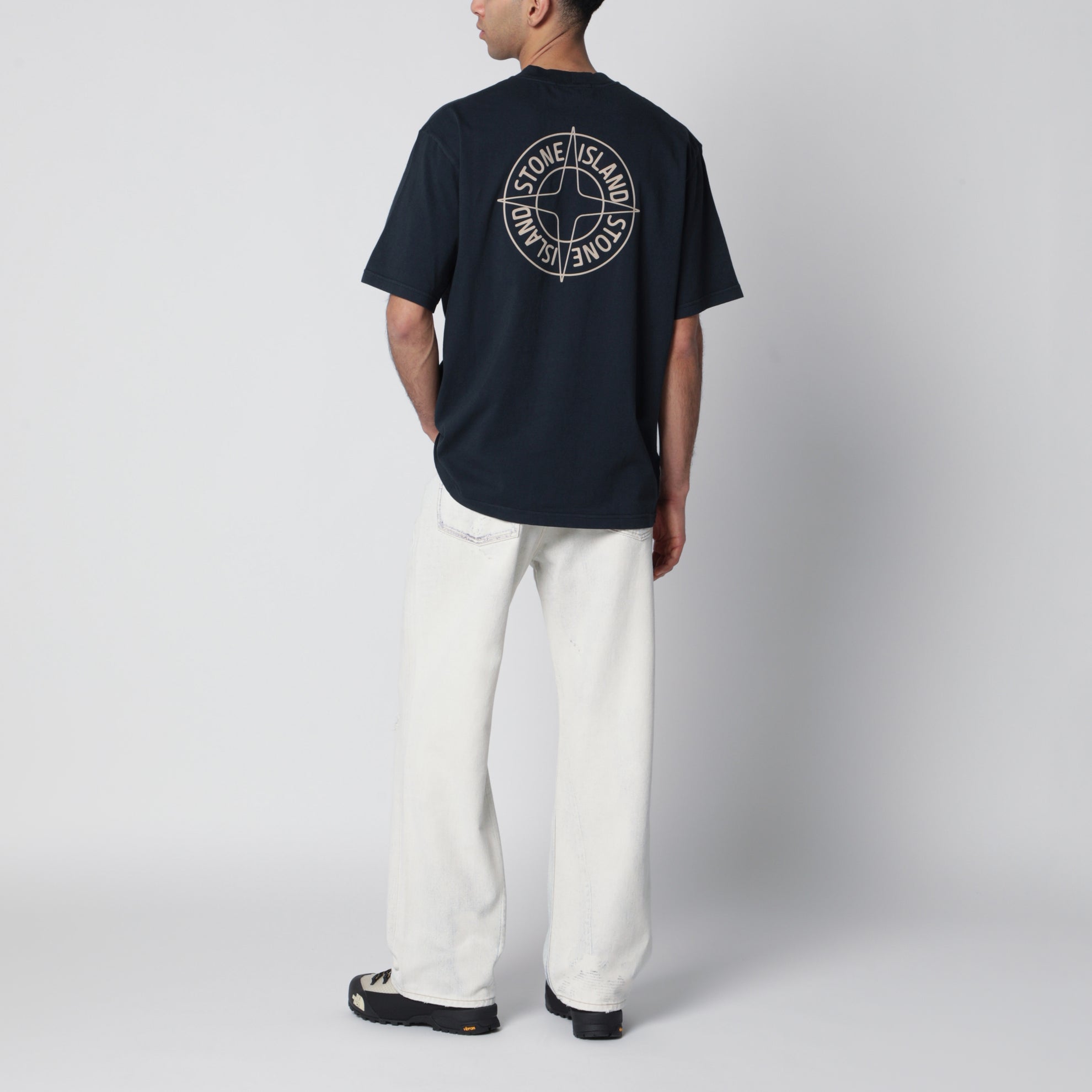 T-shirt regular Outline Compass in cotone blu