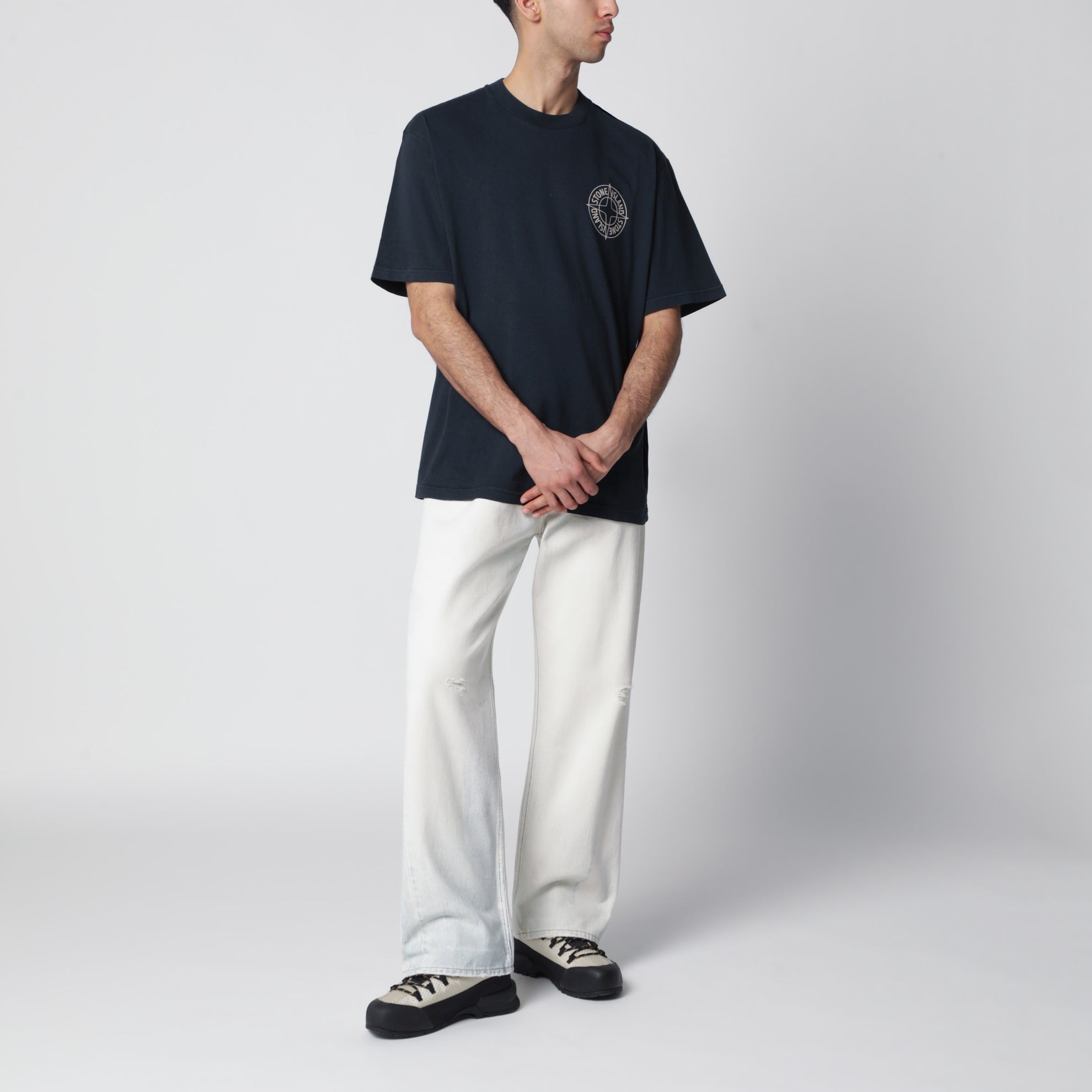 T-shirt regular Outline Compass in cotone blu