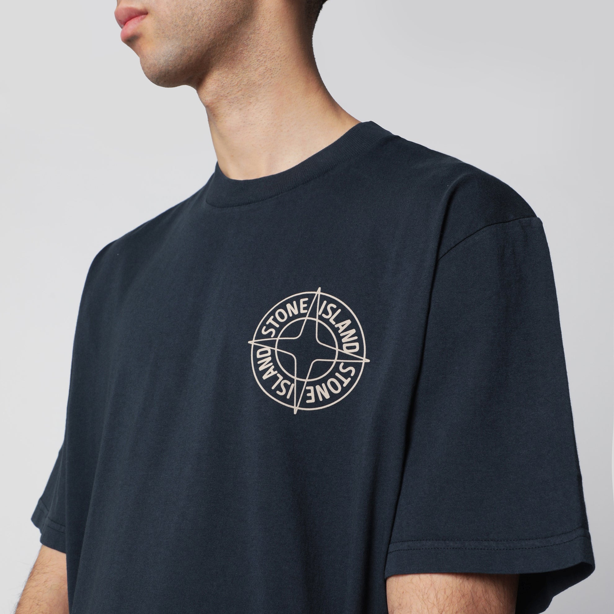 T-shirt regular Outline Compass in cotone blu