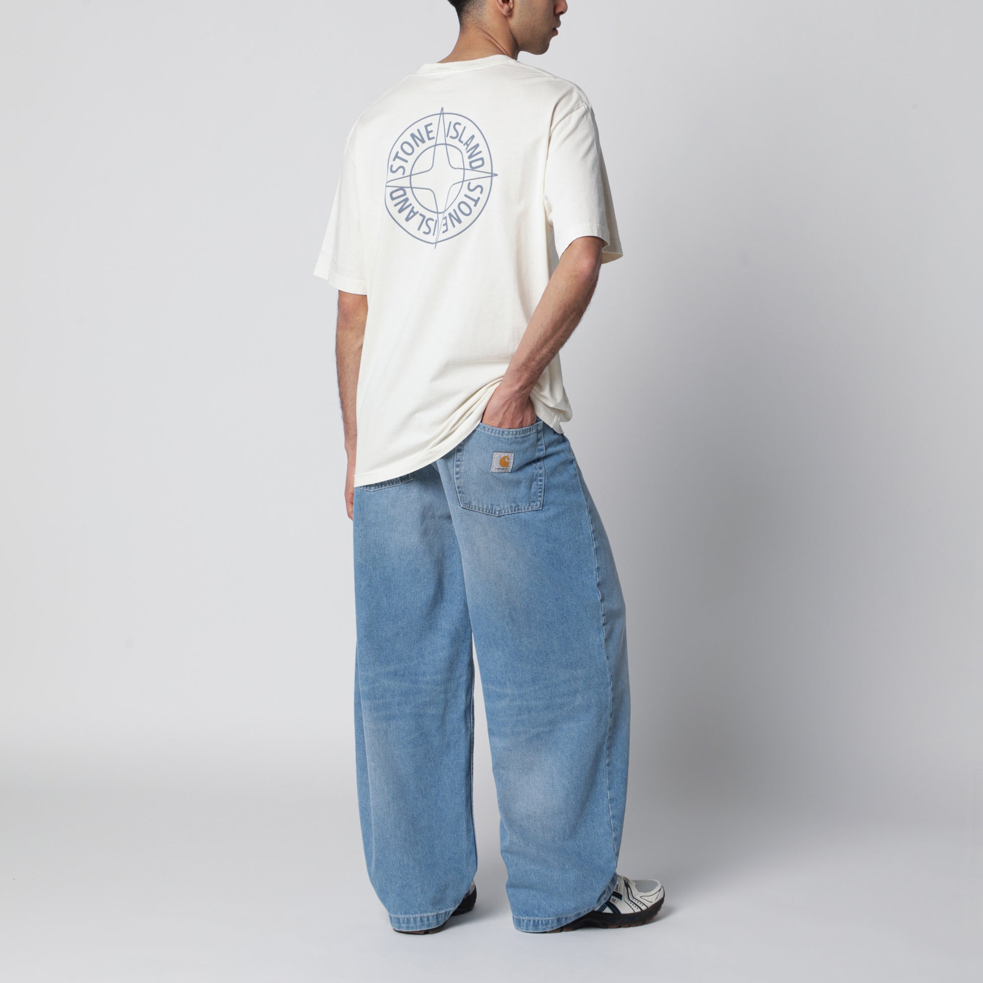 Regular Outline Compass cotton T-shirt in blue