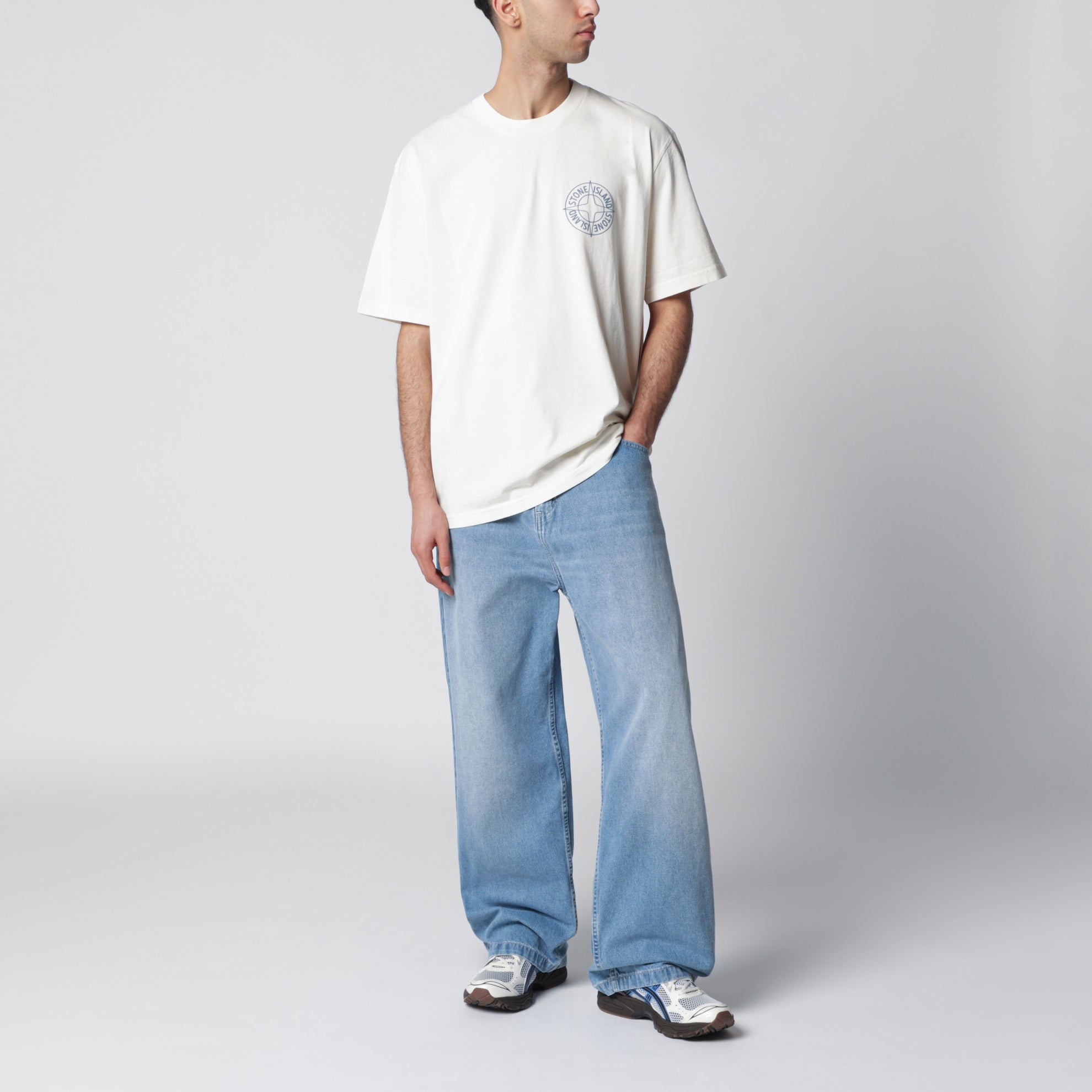 Regular Outline Compass cotton T-shirt in blue