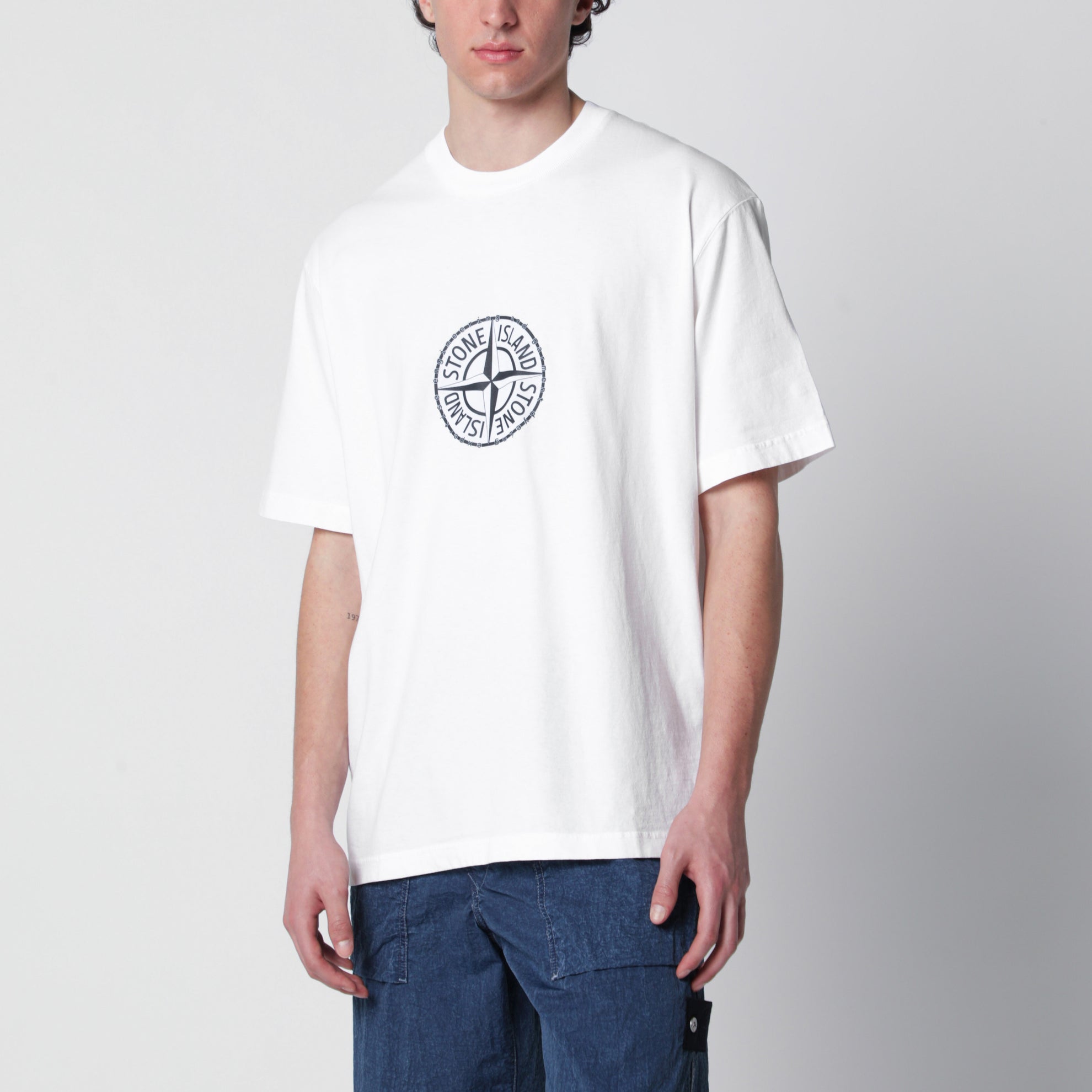 T-Shirt All Around Compass aus weißem Jersey