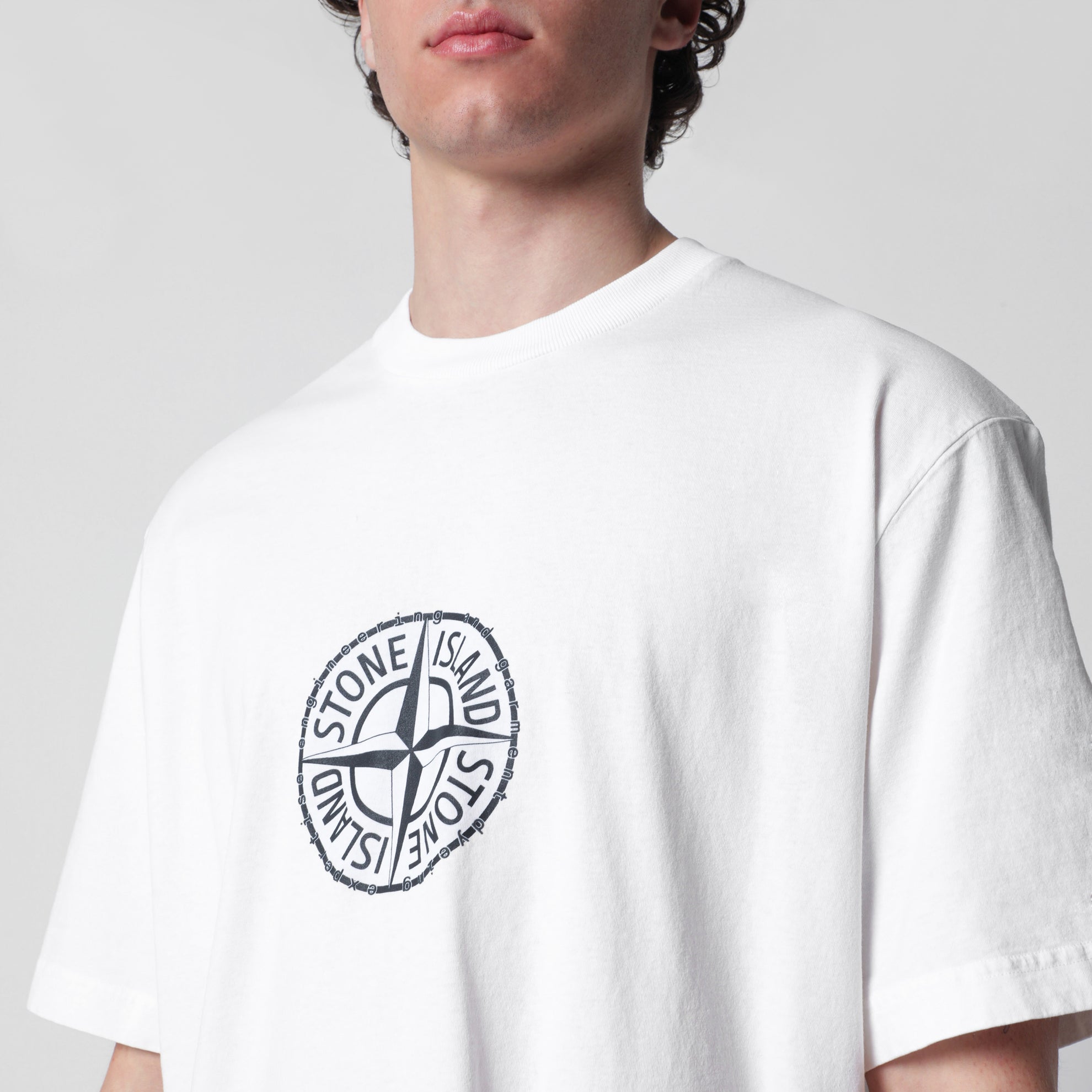 T-Shirt All Around Compass aus weißem Jersey