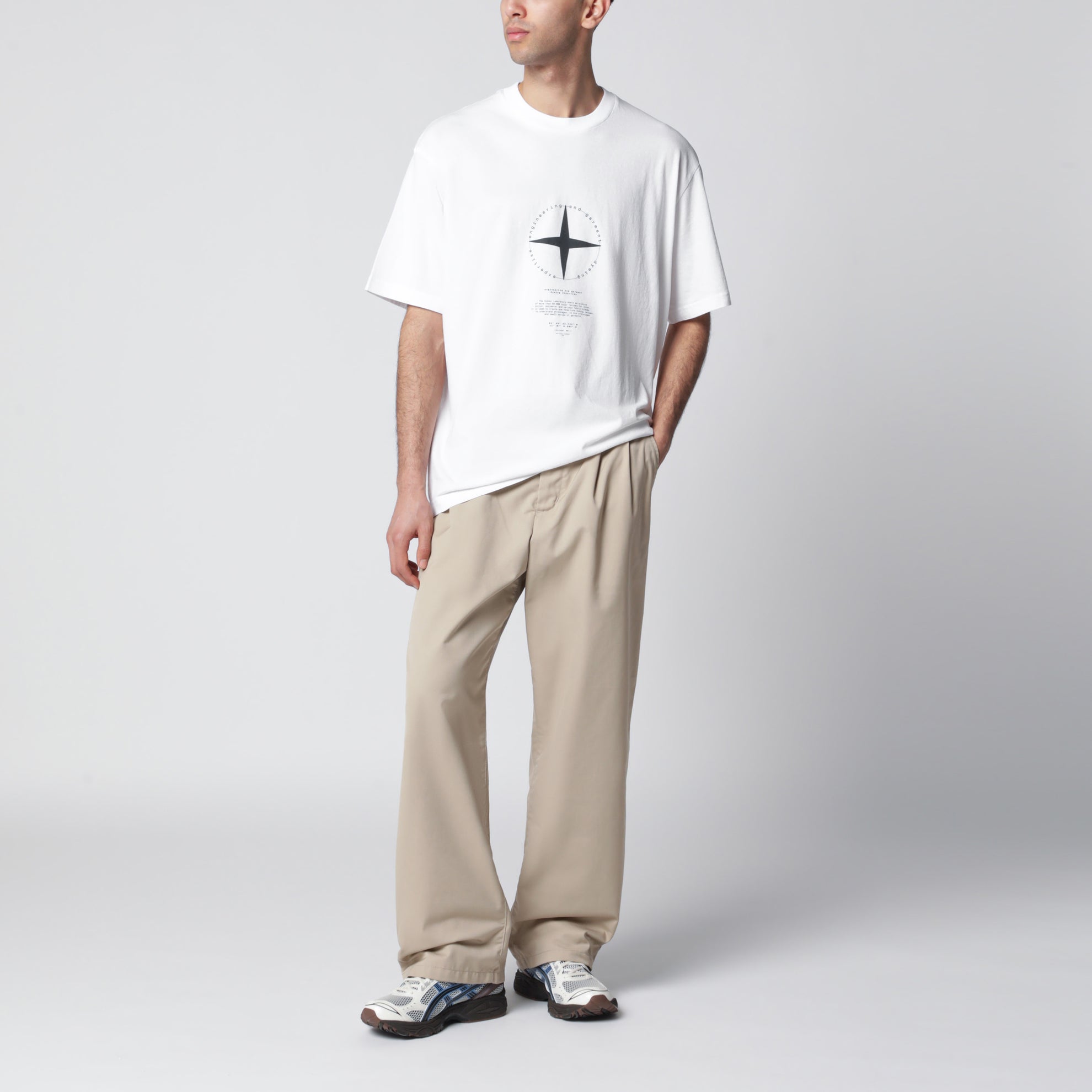 T-shirt regular con stampa in cotone biologico bianca