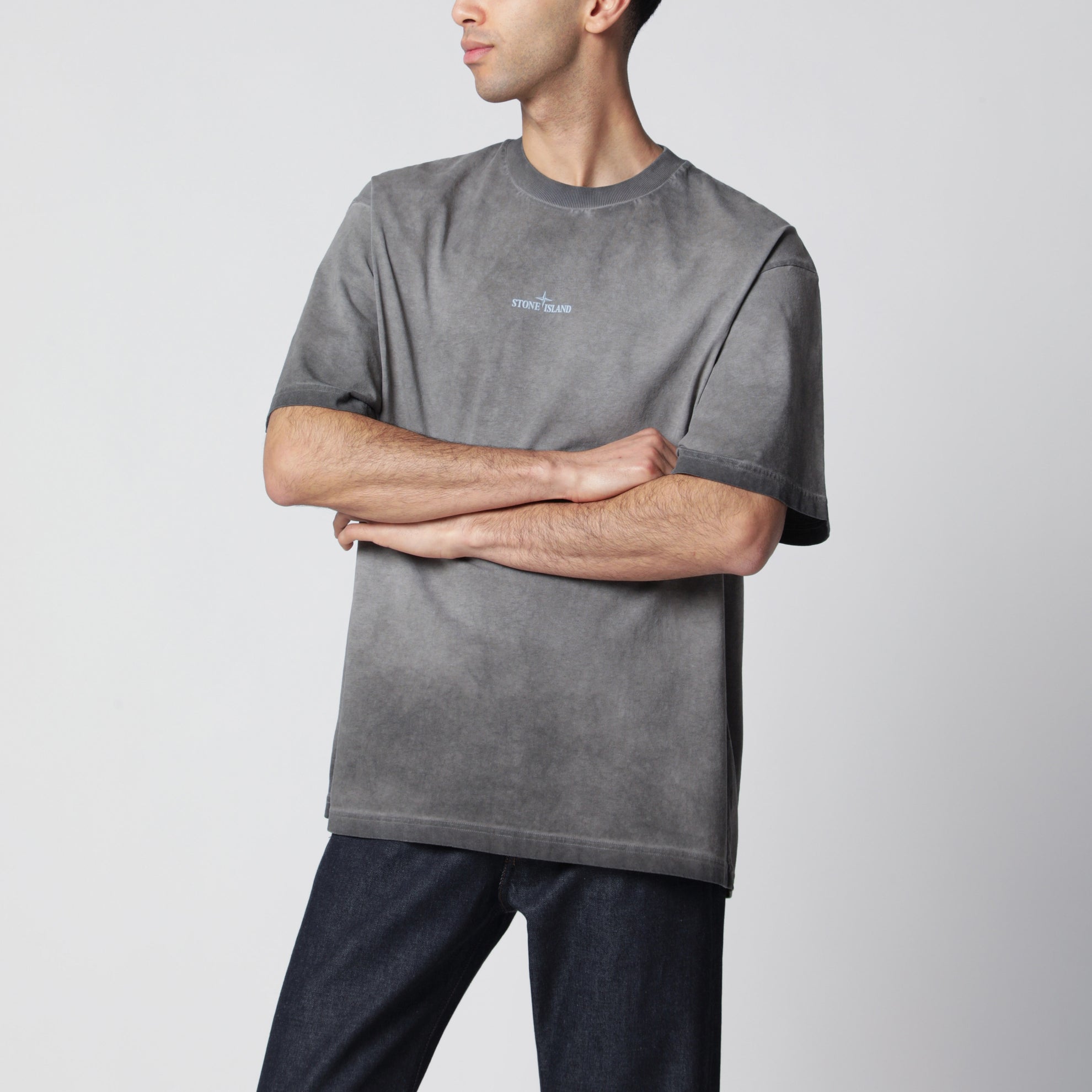 T-shirt nera in jersey di cotone pettinato