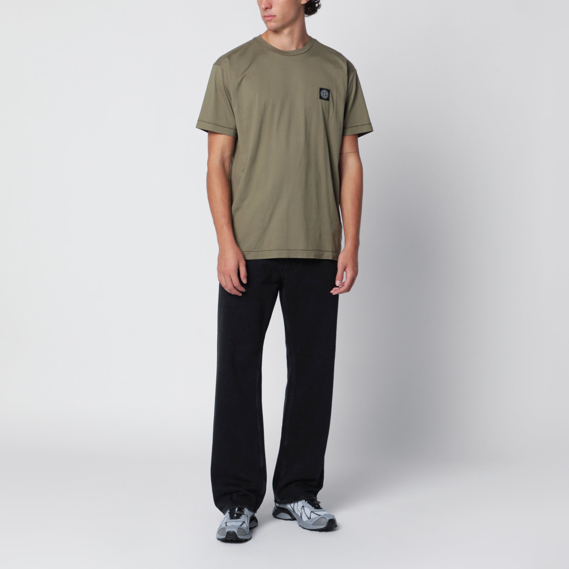 Military green cotton T-shirt