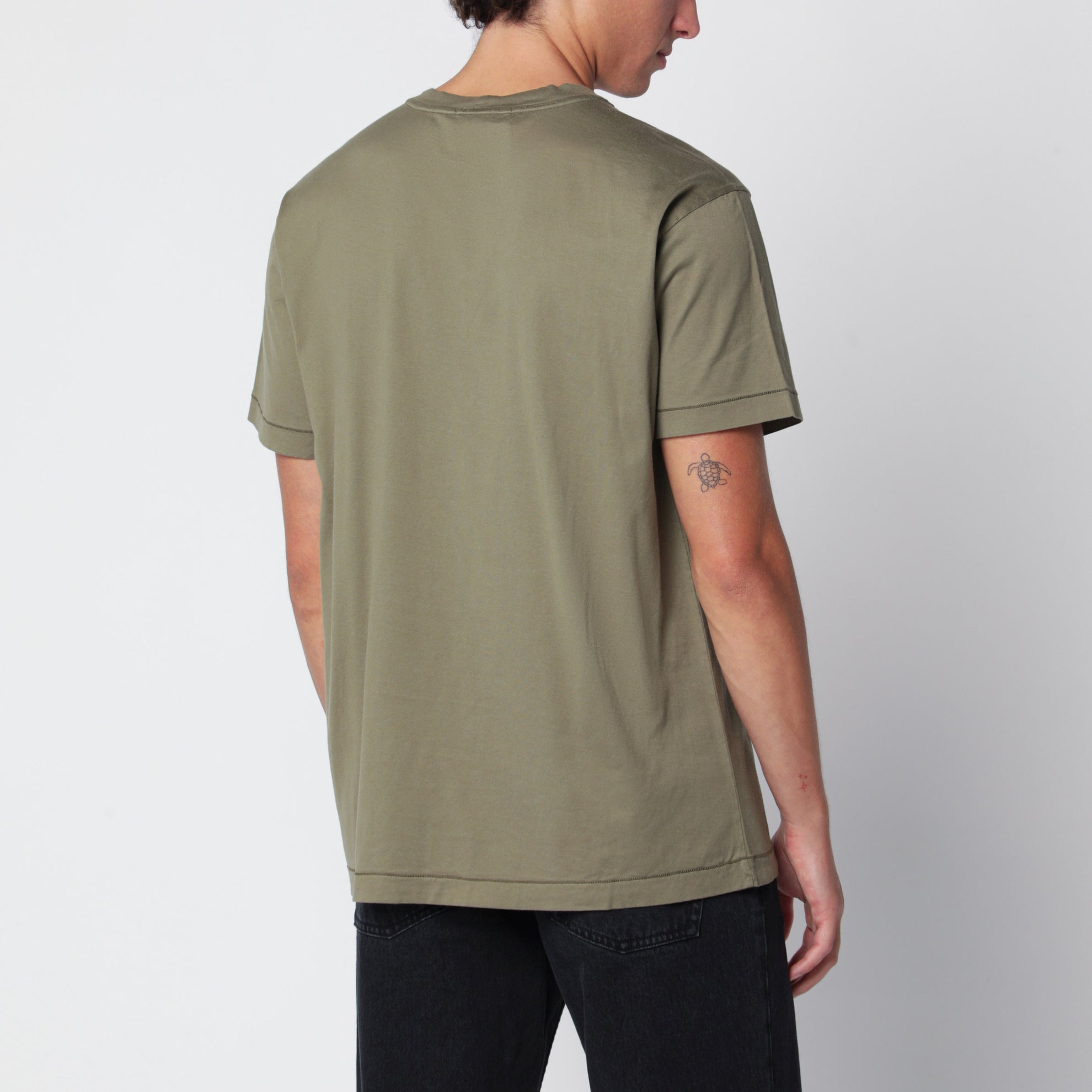 Military green cotton T-shirt