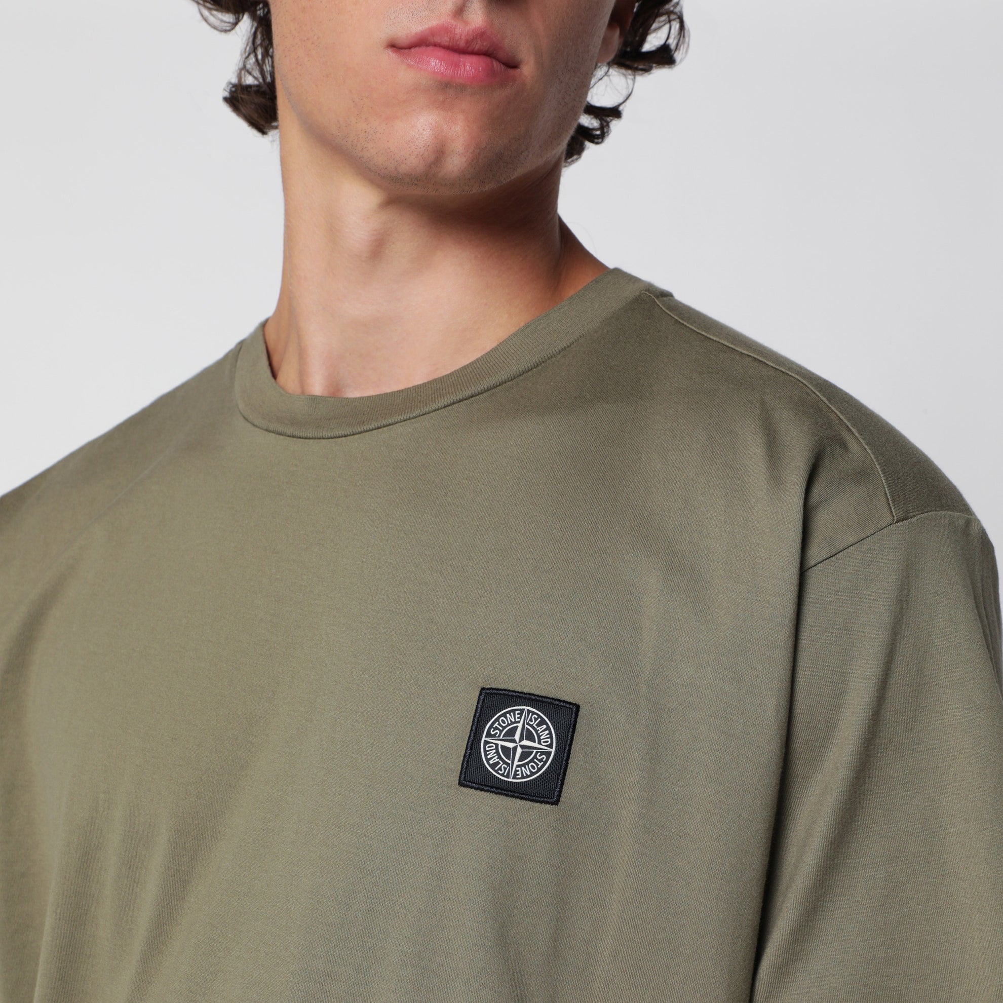 Military green cotton T-shirt