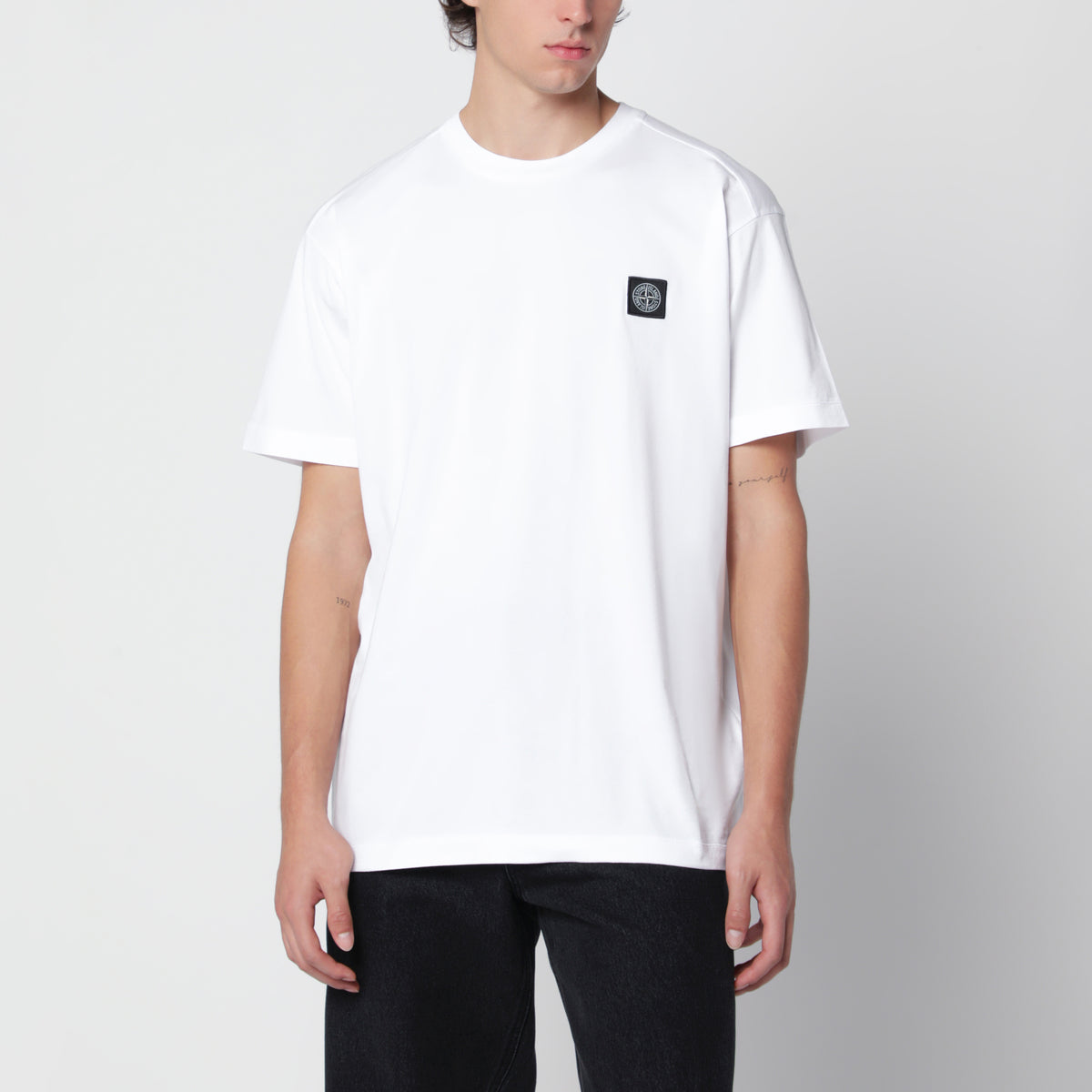 T-shirt bianca in cotone con vestibilità slim