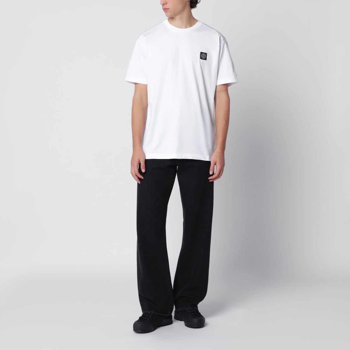 T-shirt bianca in cotone con vestibilità slim