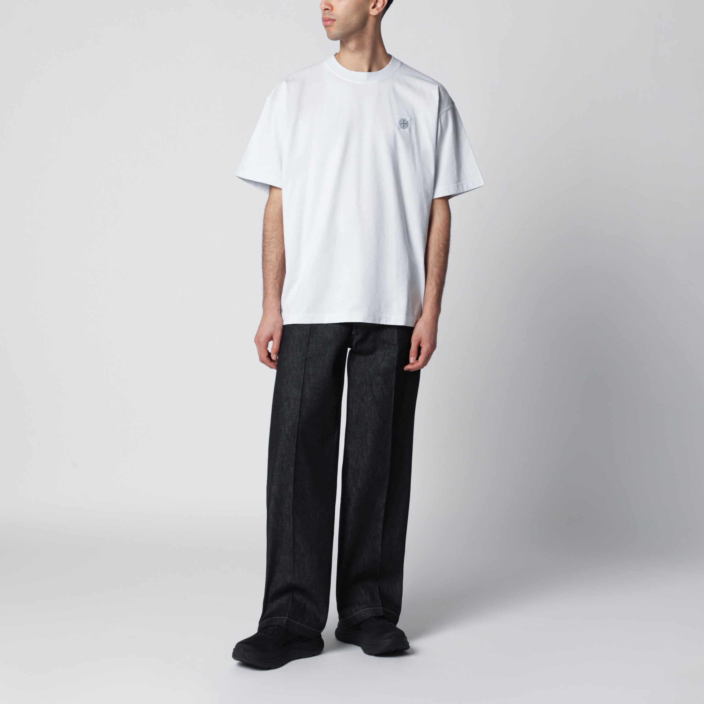 Stone Island Light blue T-shirt with Compass logo patch | TheDoubleF