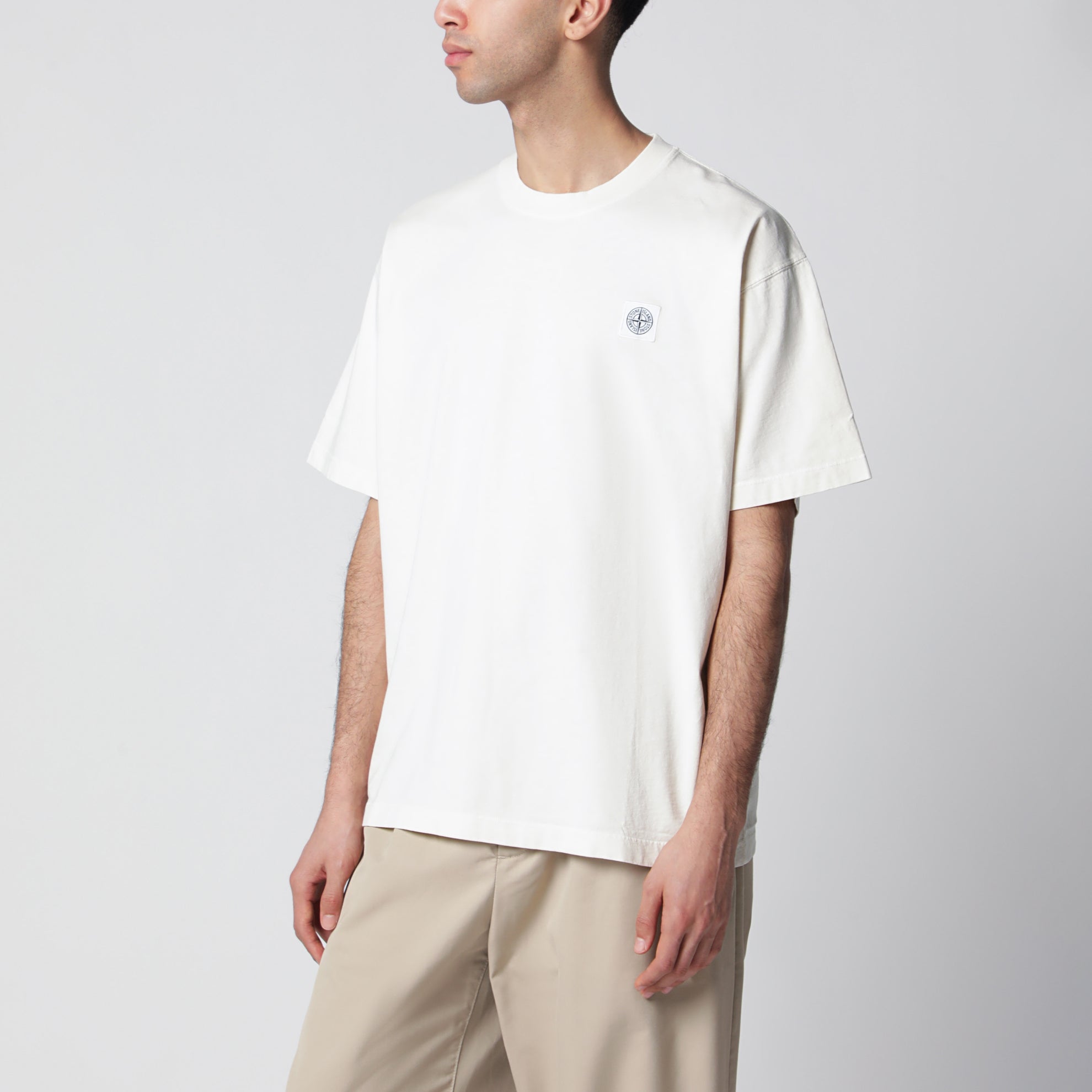 Ivory T-shirt with Compass logo patch