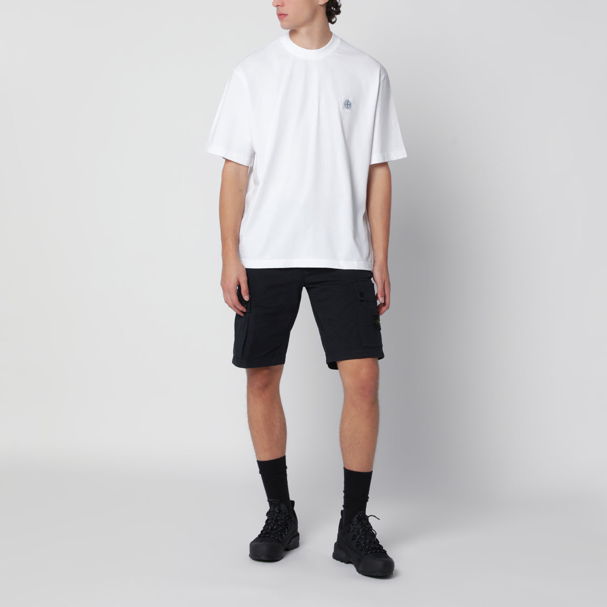 T-shirt à manches courtes blanc en jersey de coton