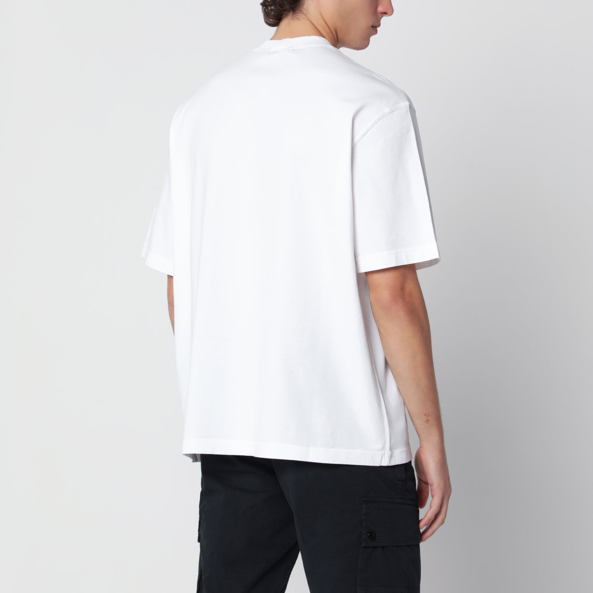 T-shirt à manches courtes blanc en jersey de coton