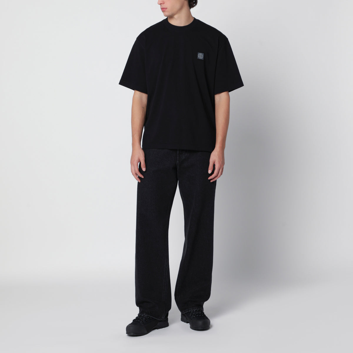 T-shirt à manches courtes noir en jersey de coton