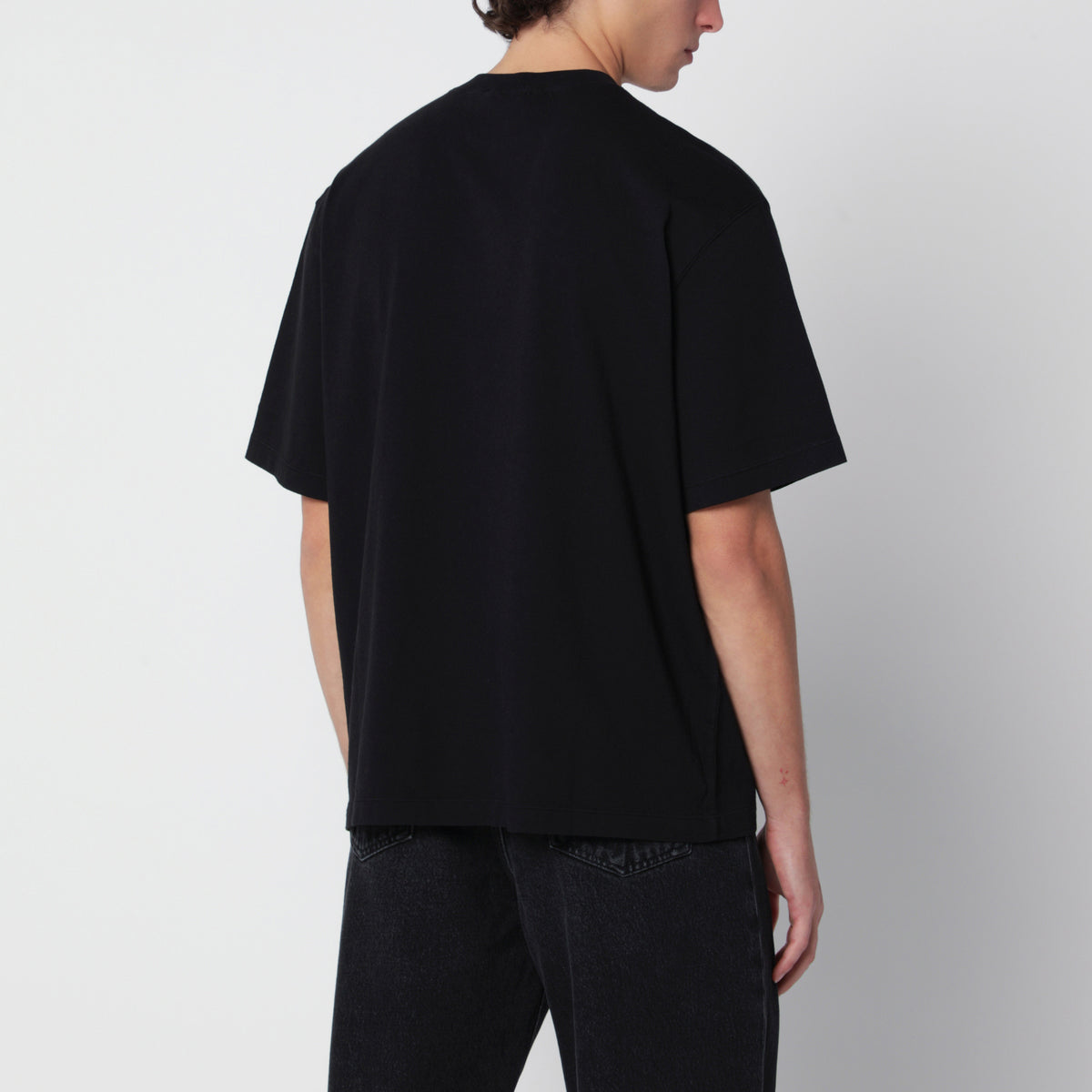 T-shirt à manches courtes noir en jersey de coton