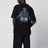 T-shirt nera in cotone con stampe logo