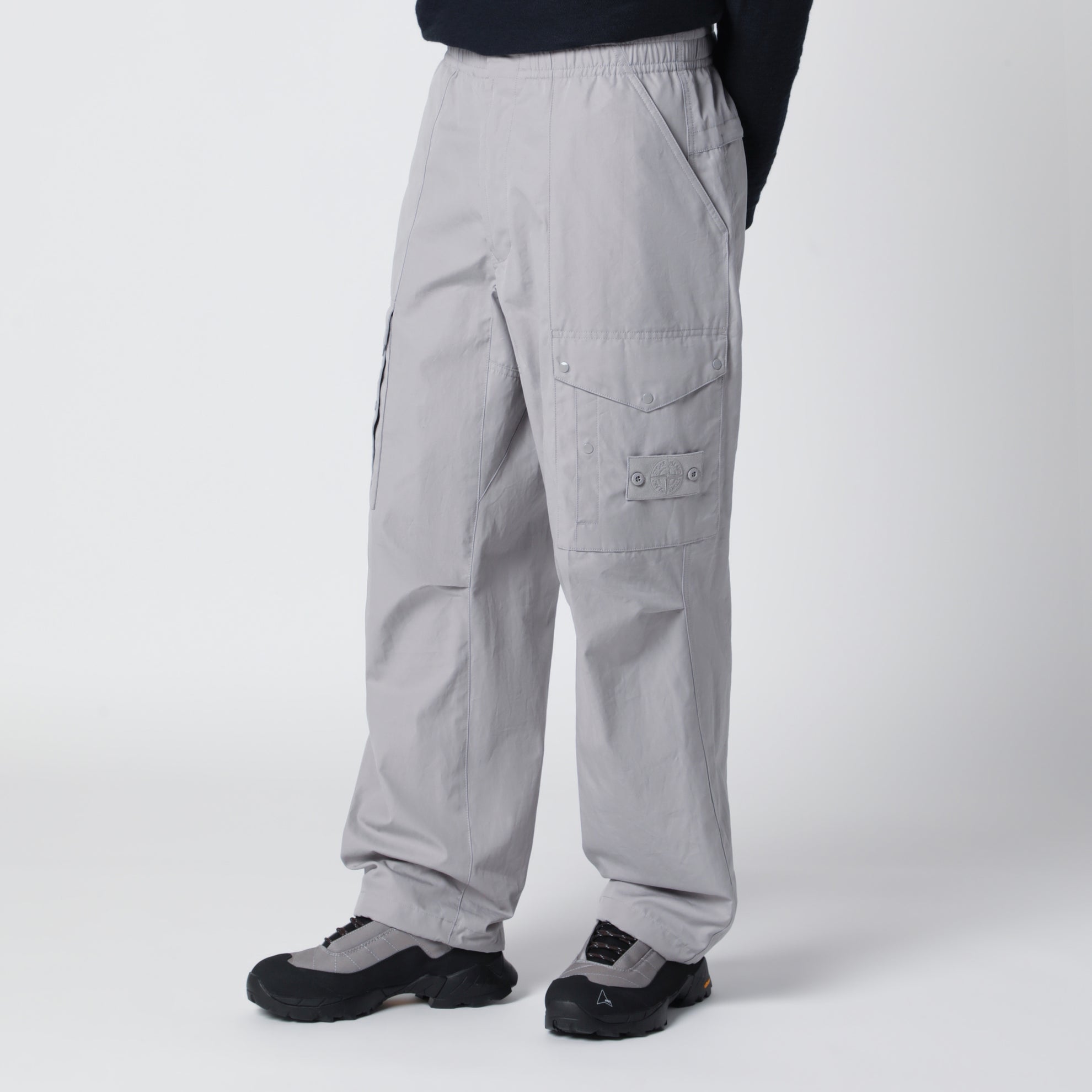 Dust grey cotton cargo trousers