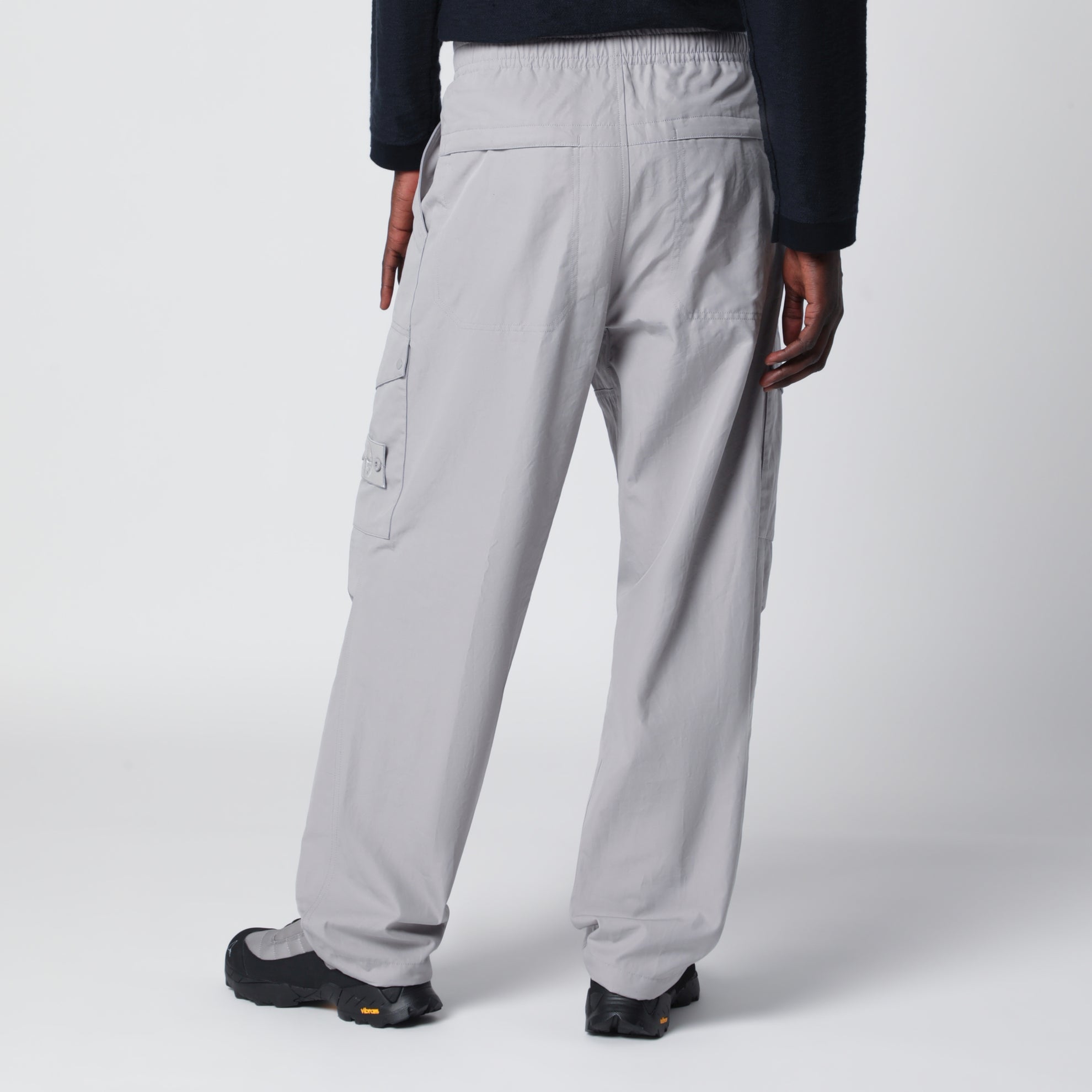 Dust grey cotton cargo trousers