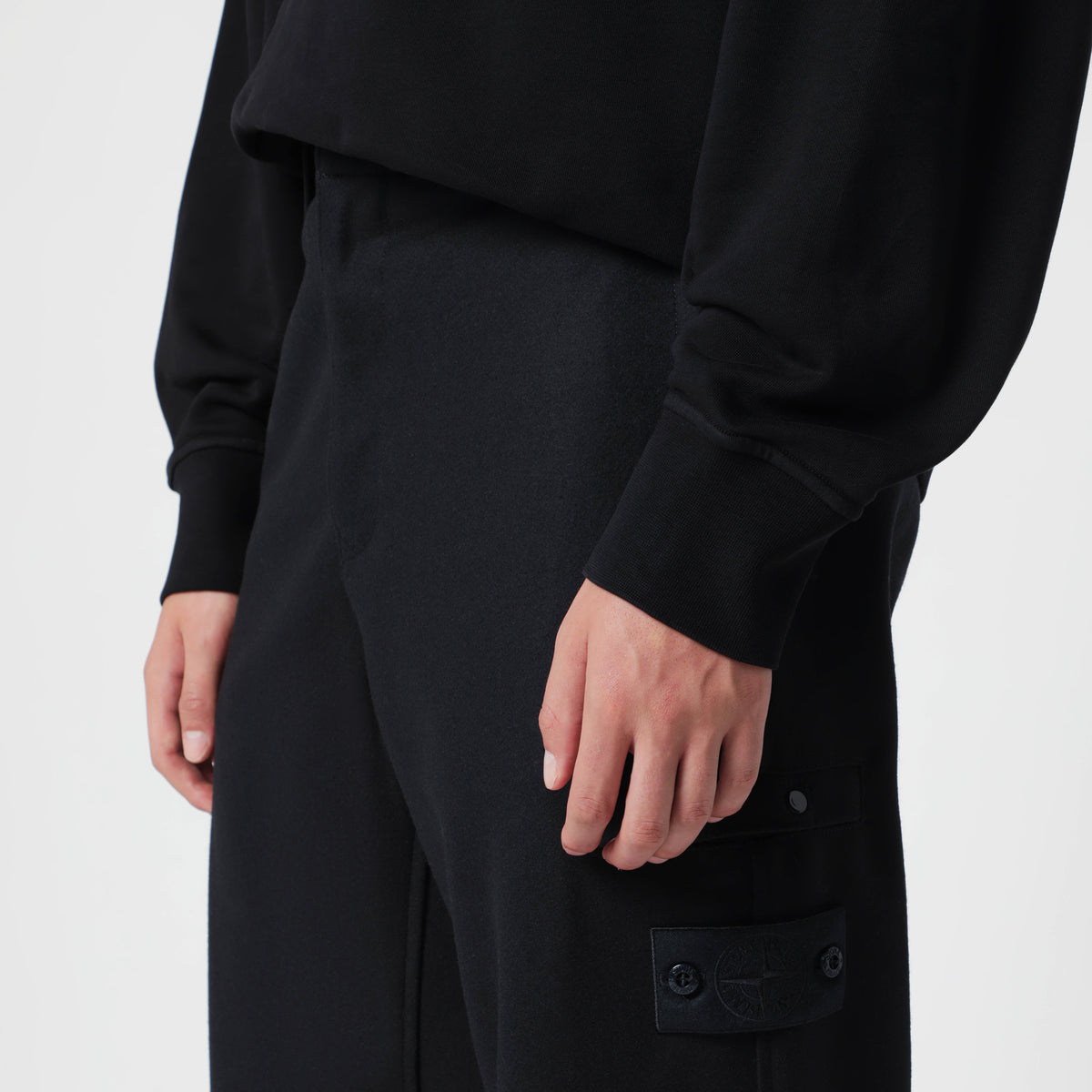 Navy blue jogging trousers in a wool blend
