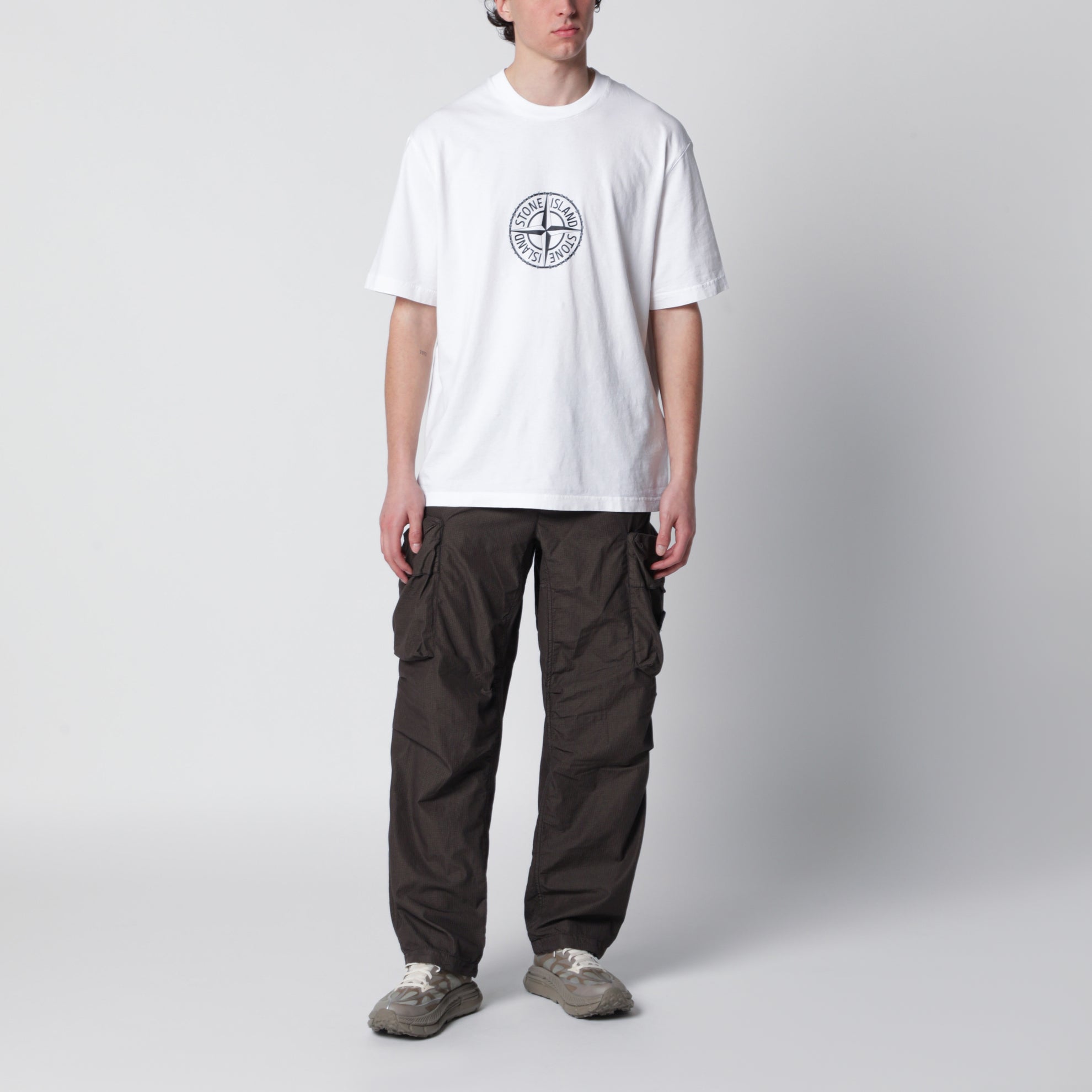Pantaloni cargo grigi in cotone