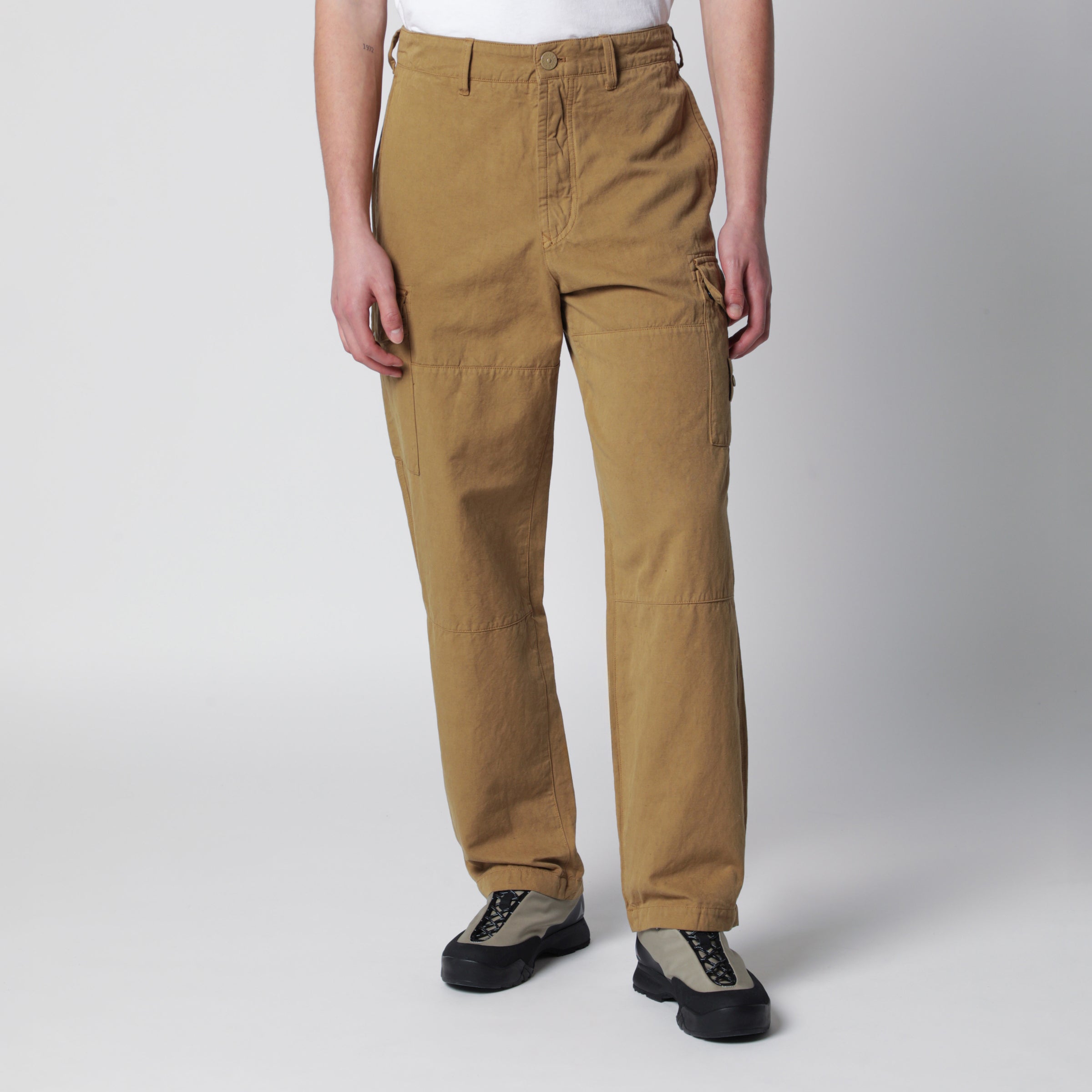 Stone Island Ghost garment-dyed cotton and linen cargo trousers