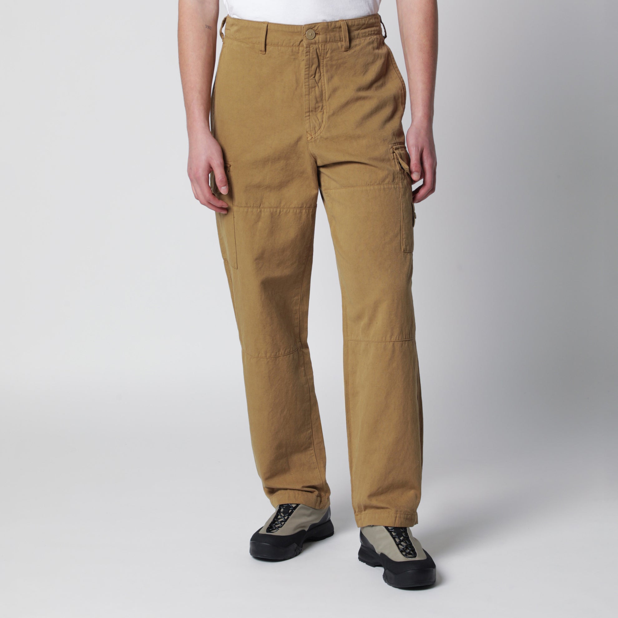 Ghost garment-dyed cotton and linen cargo trousers beige