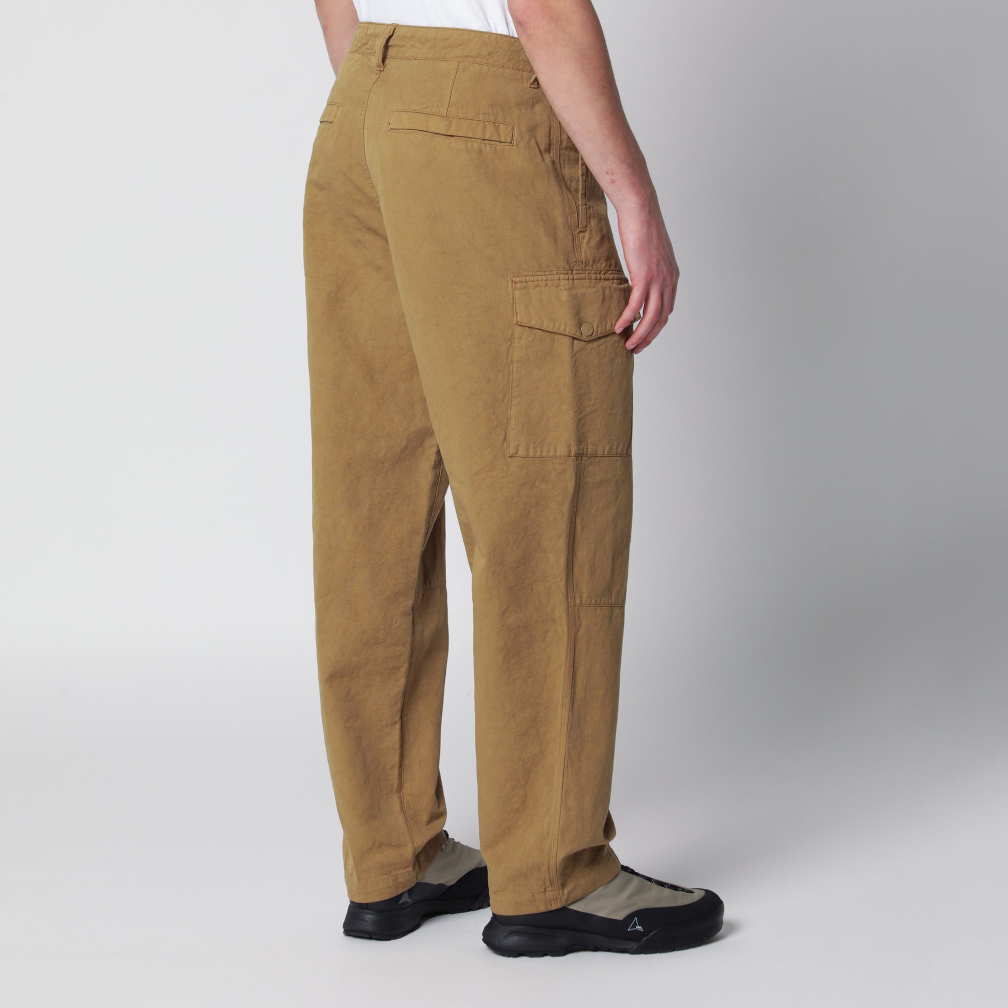Ghost garment-dyed cotton and linen cargo trousers beige