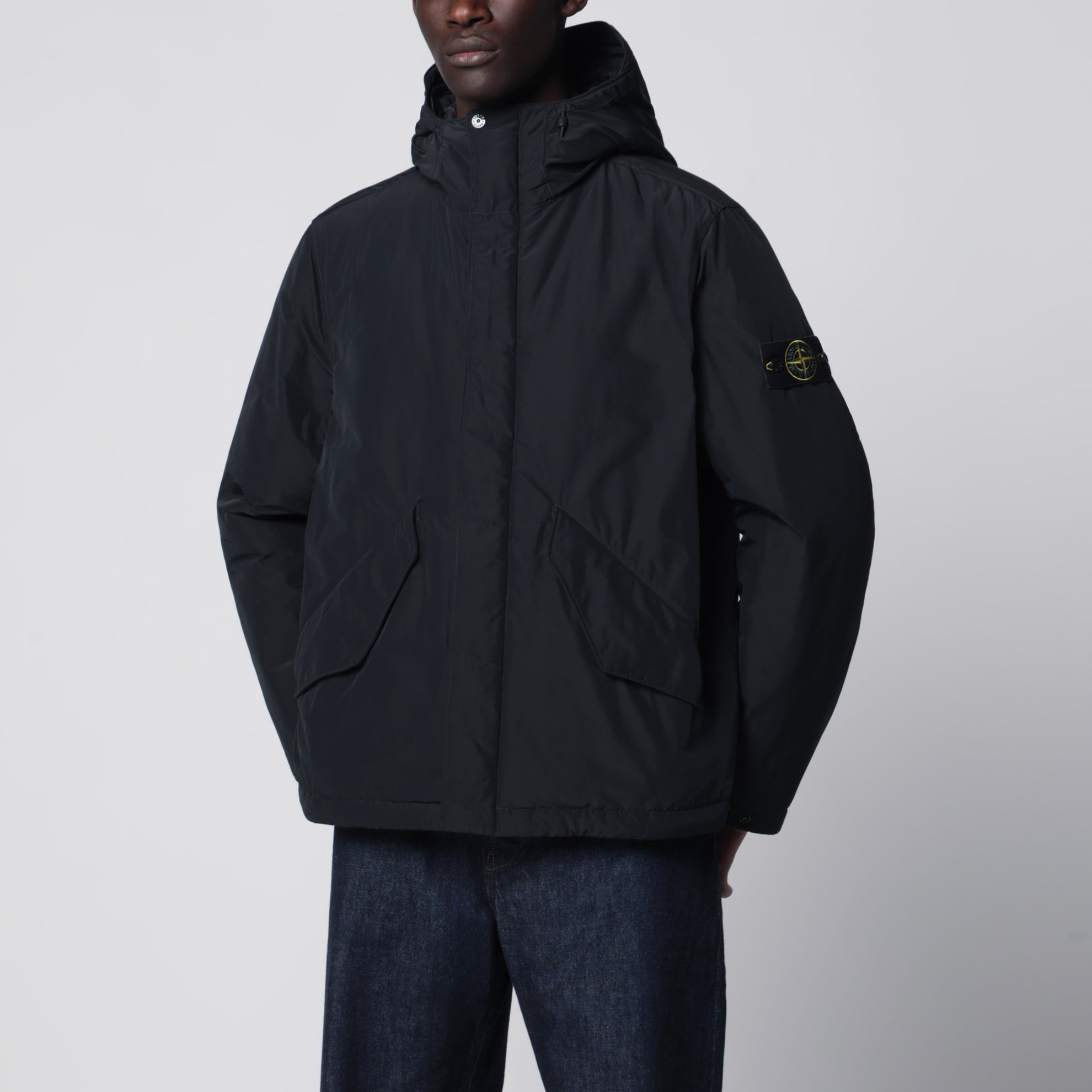 Black padded zip-up jacket