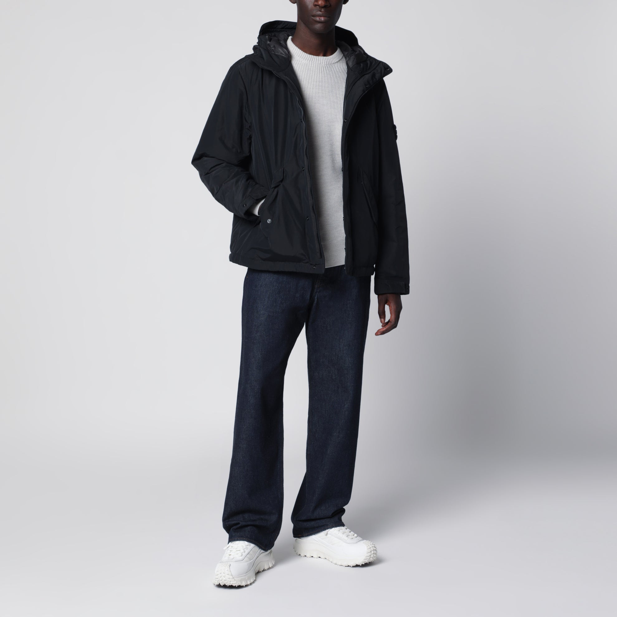 Black padded zip-up jacket