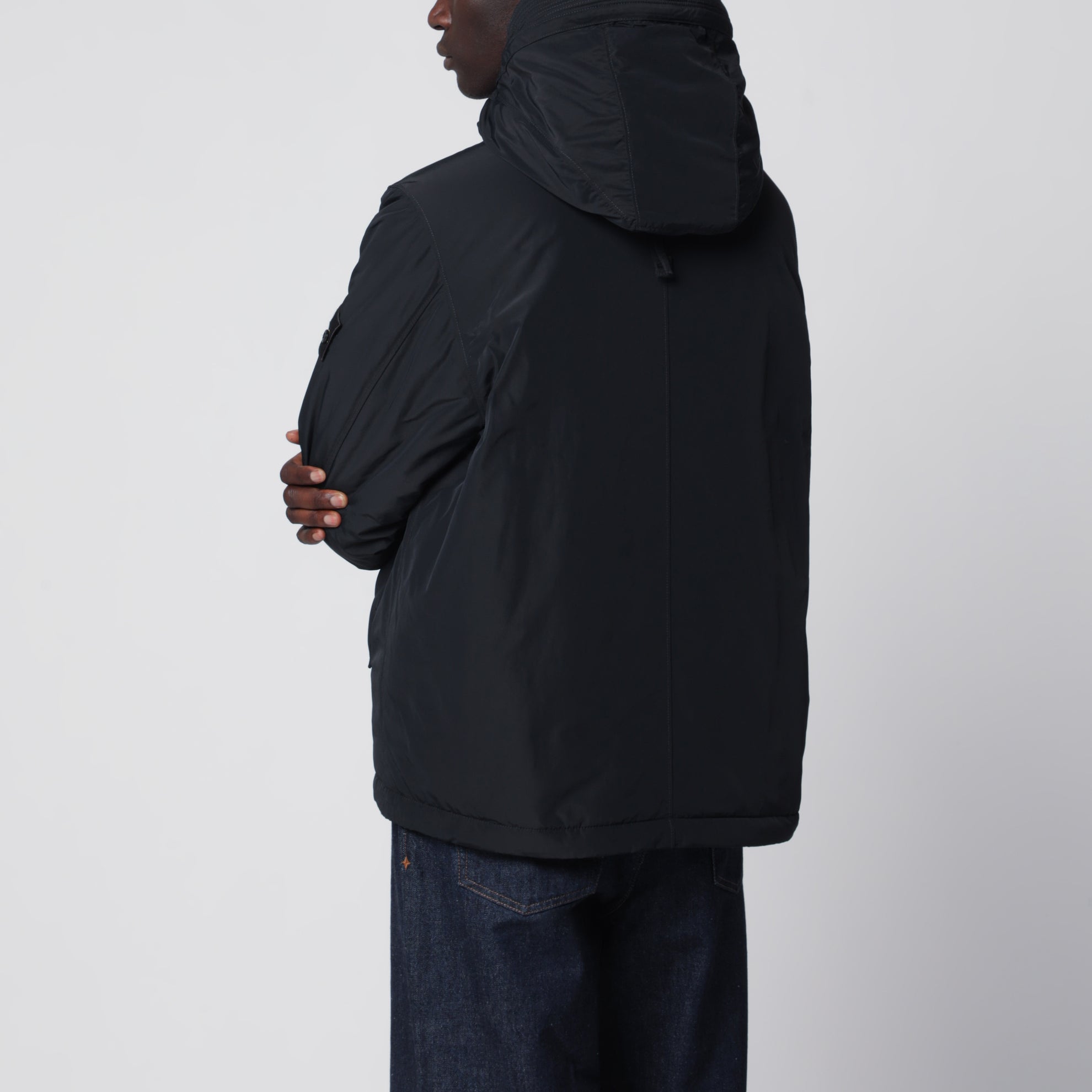 Black padded zip-up jacket