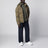 Military green ripstop nylon zip-up down jacket