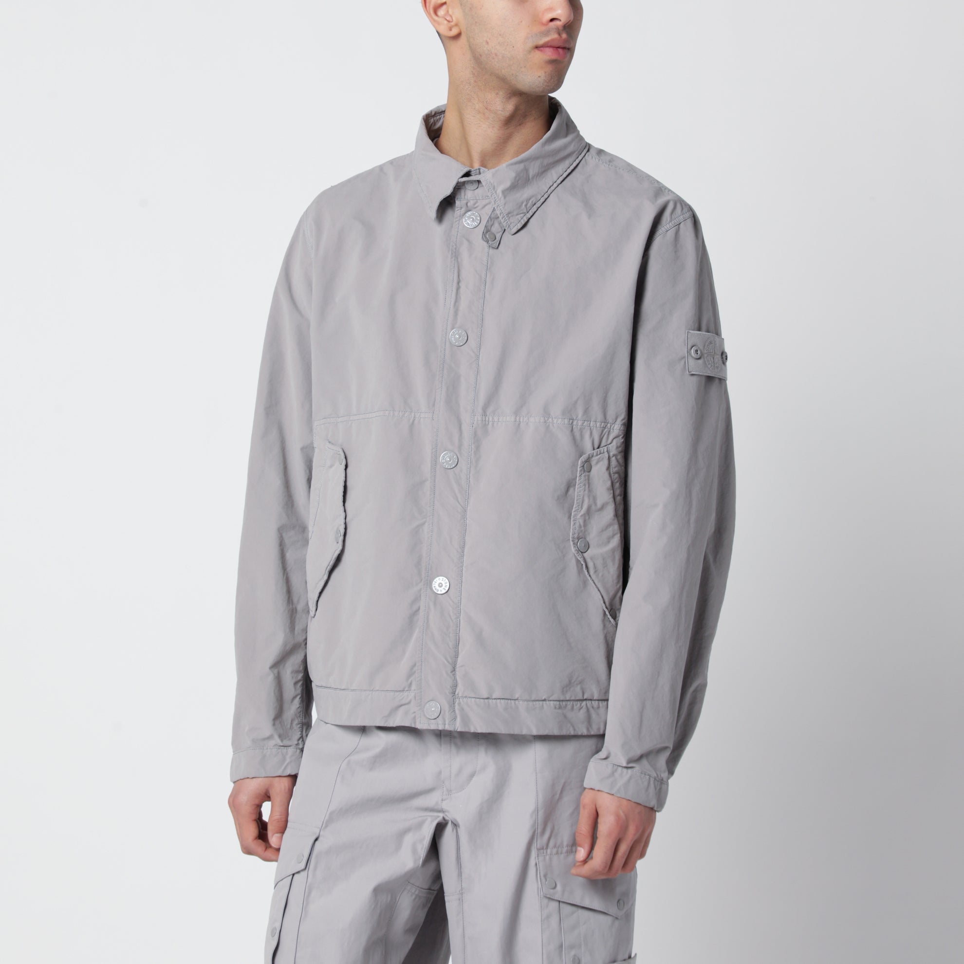 Veste gris poussière en mélange de nylon déperlant