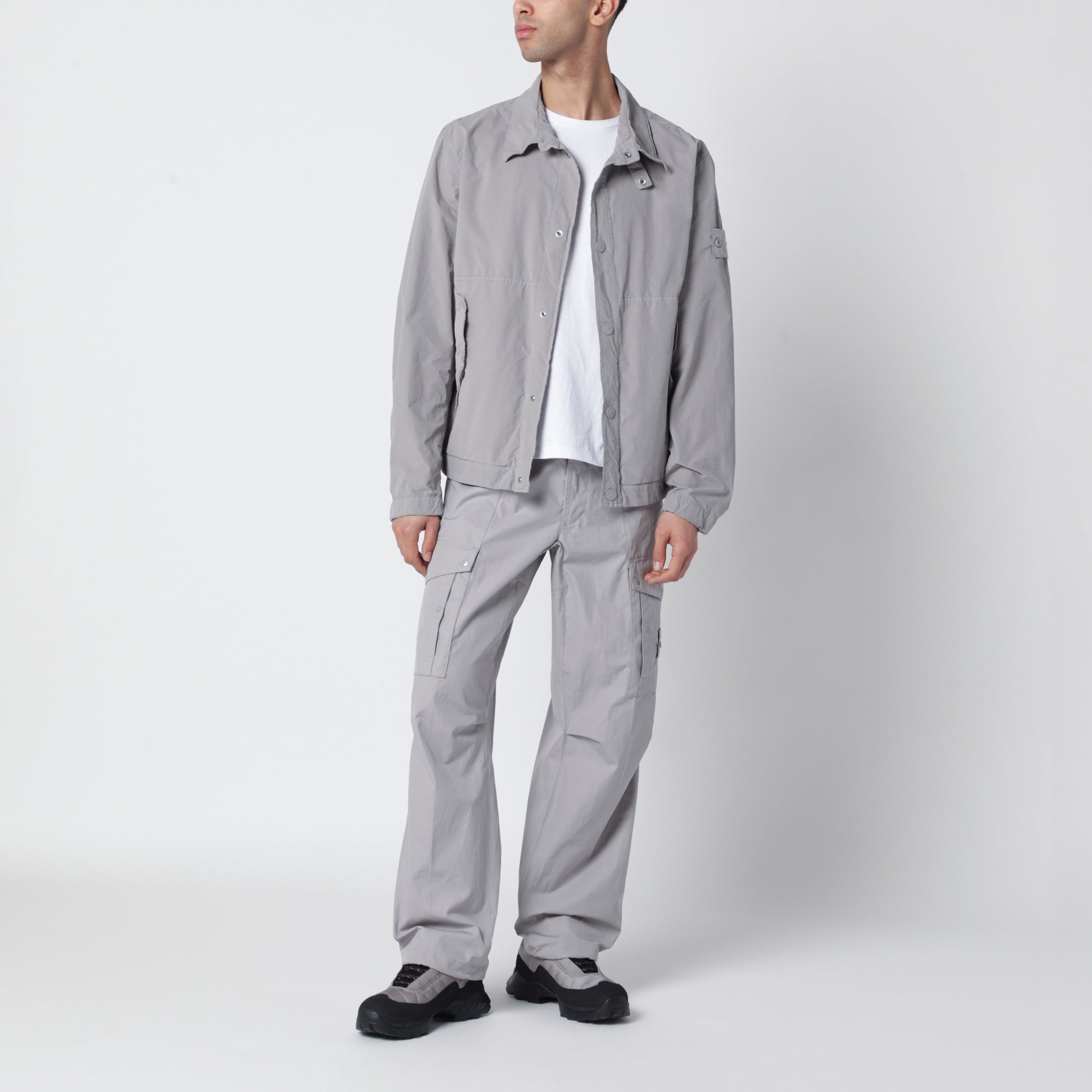 Veste gris poussière en mélange de nylon déperlant