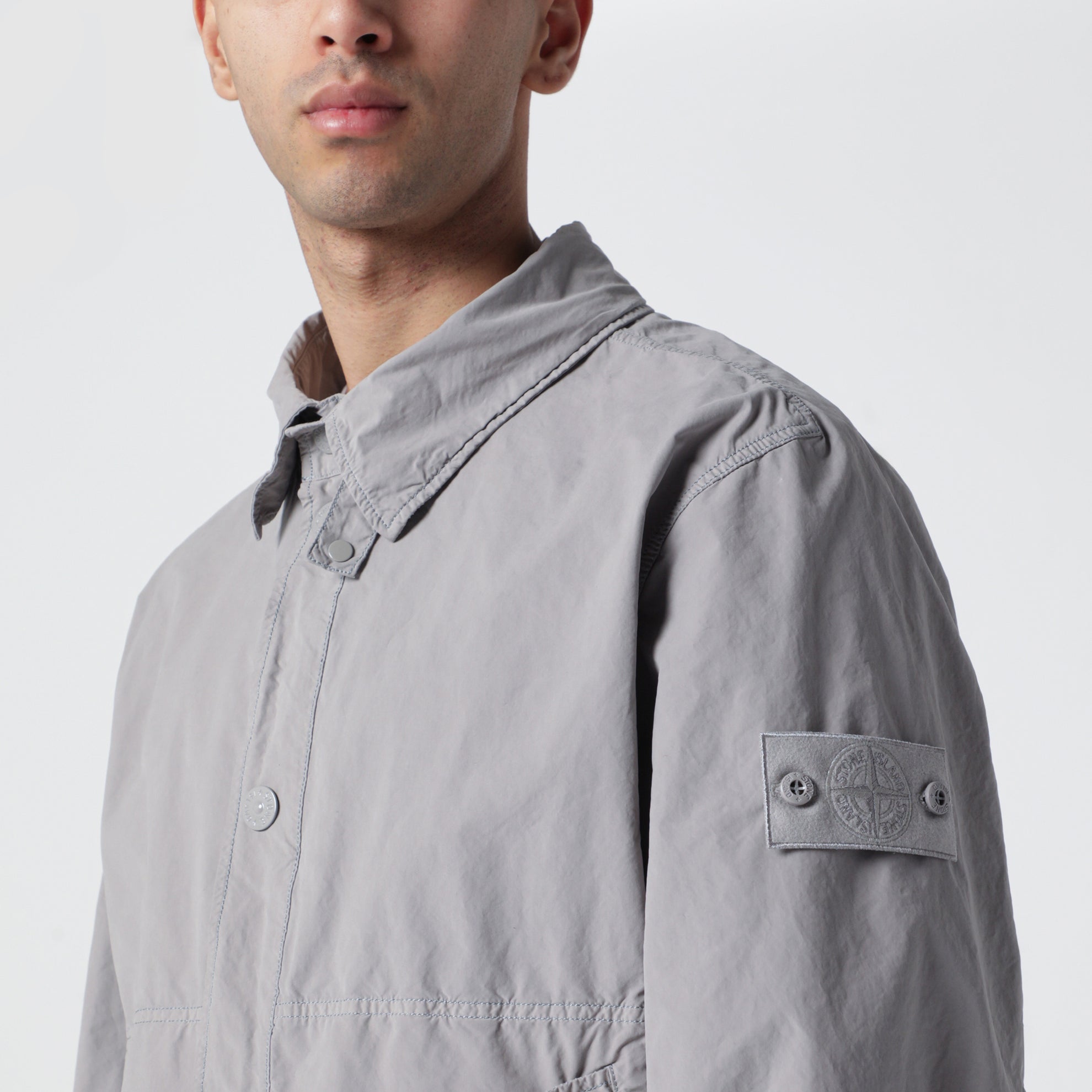 Veste gris poussière en mélange de nylon déperlant