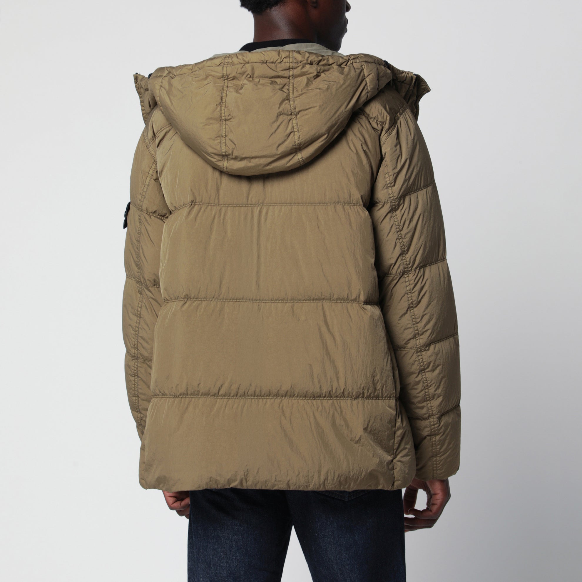 Doudoune déperlante en nylon vert militaire