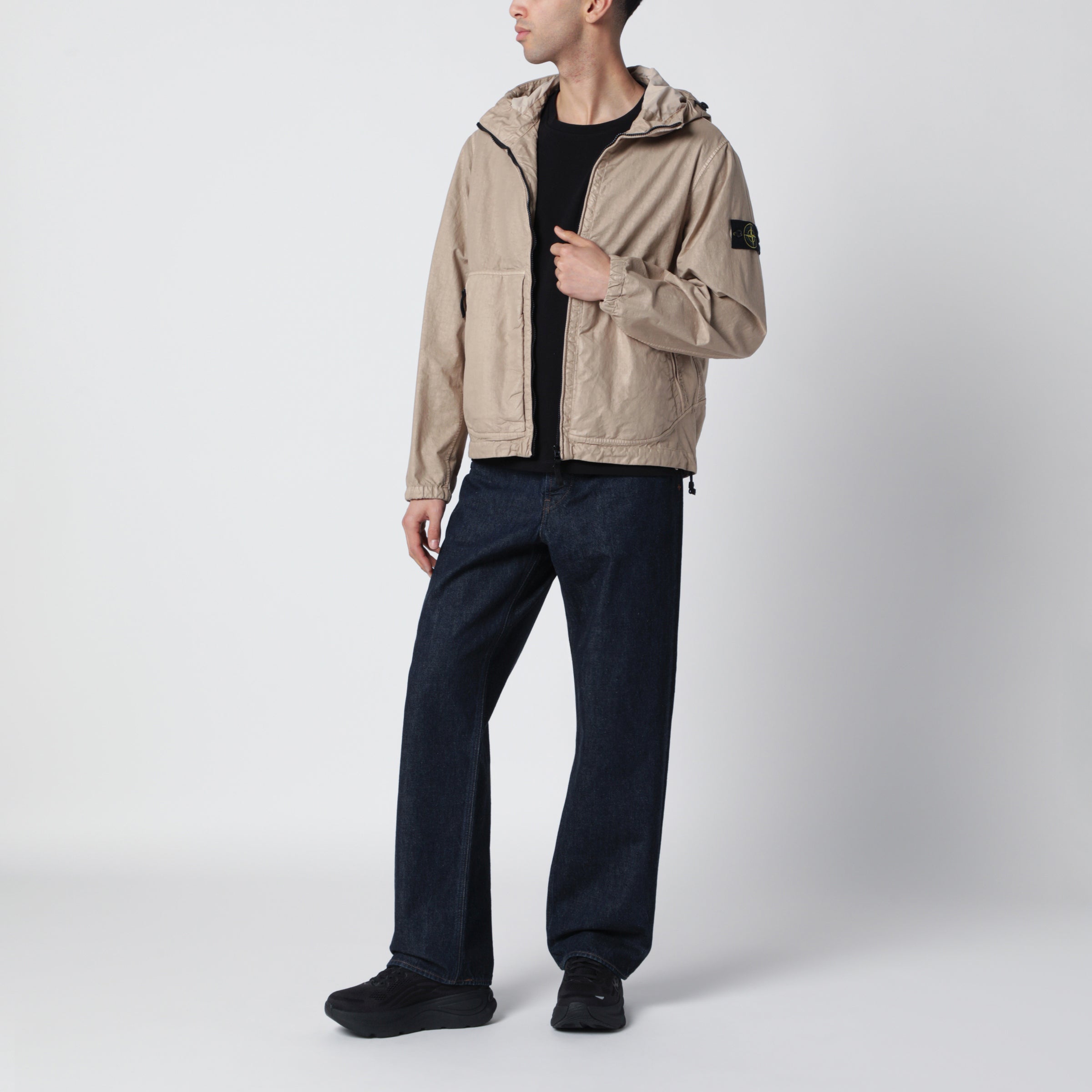 STONE  ベージュ ナイロンジャケット Stone Island Beige nylon zip jacket | TheDoubleF