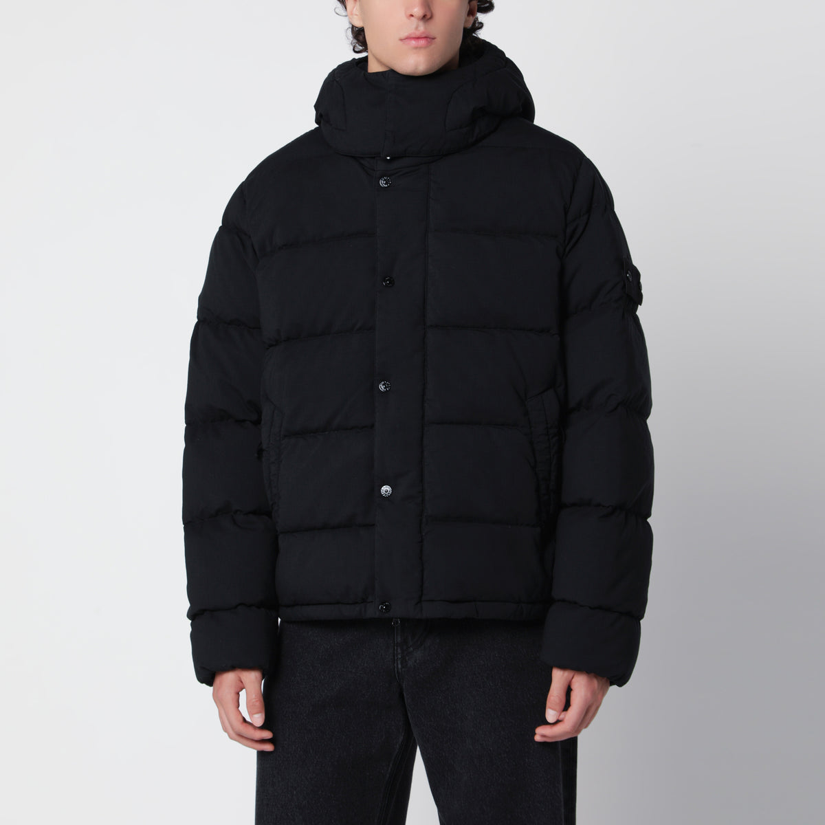 Ghost black down jacket in ripstop wool