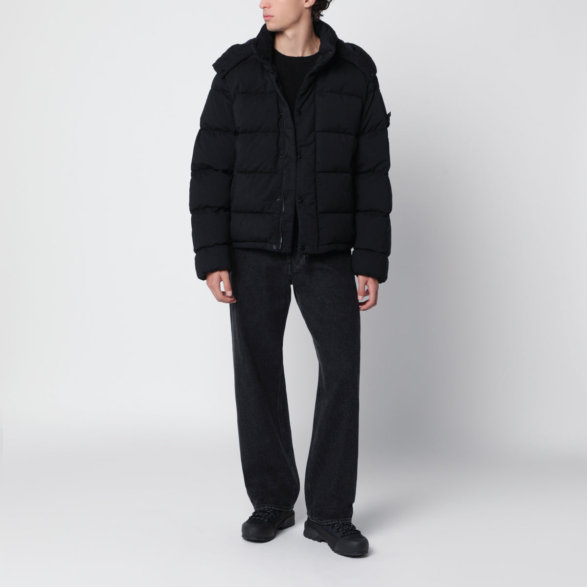 Ghost black down jacket in ripstop wool