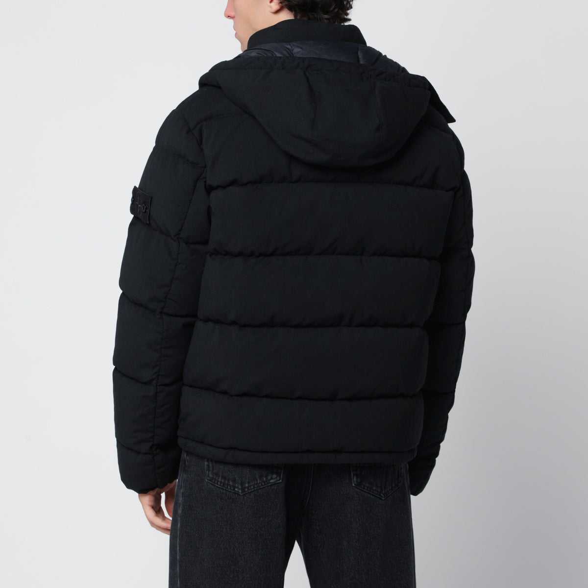 Ghost black down jacket in ripstop wool