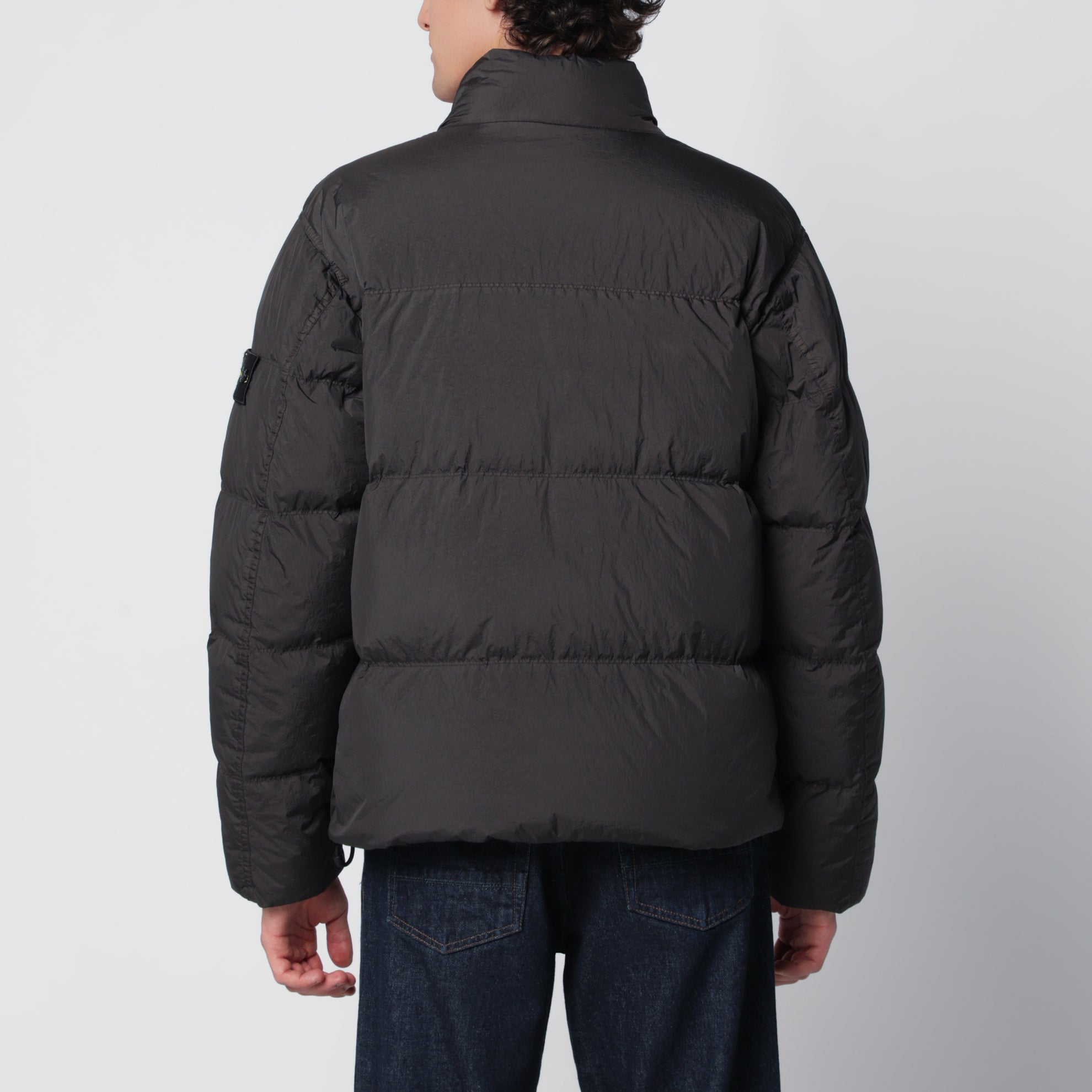 Quilted Compass lead grey polyamide jacket