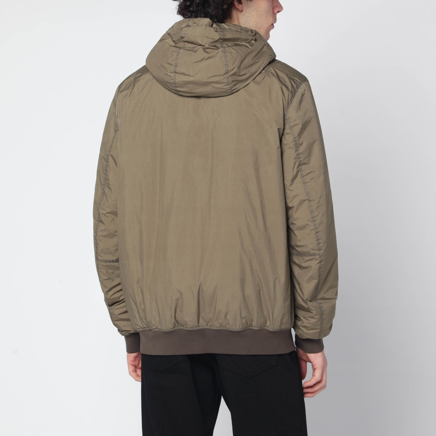 Giacca verde militare in nylon leggero