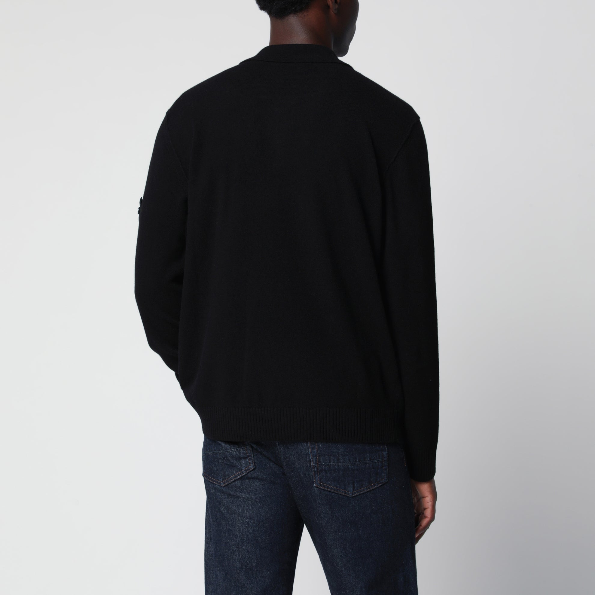 Black wool polo sweater