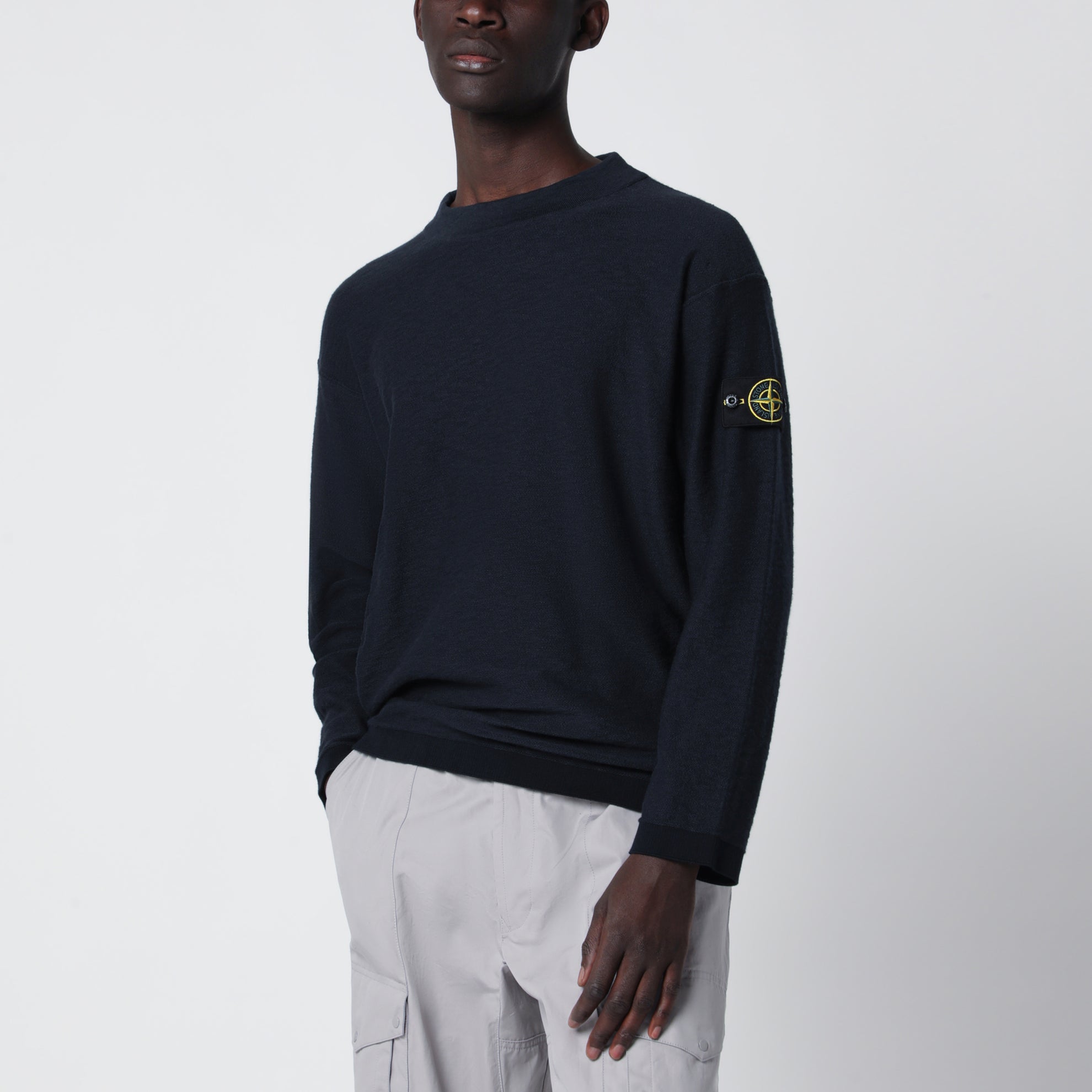 Maglione con collo a cratere blu navy