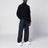 Navy blue ribbed turtleneck sweater