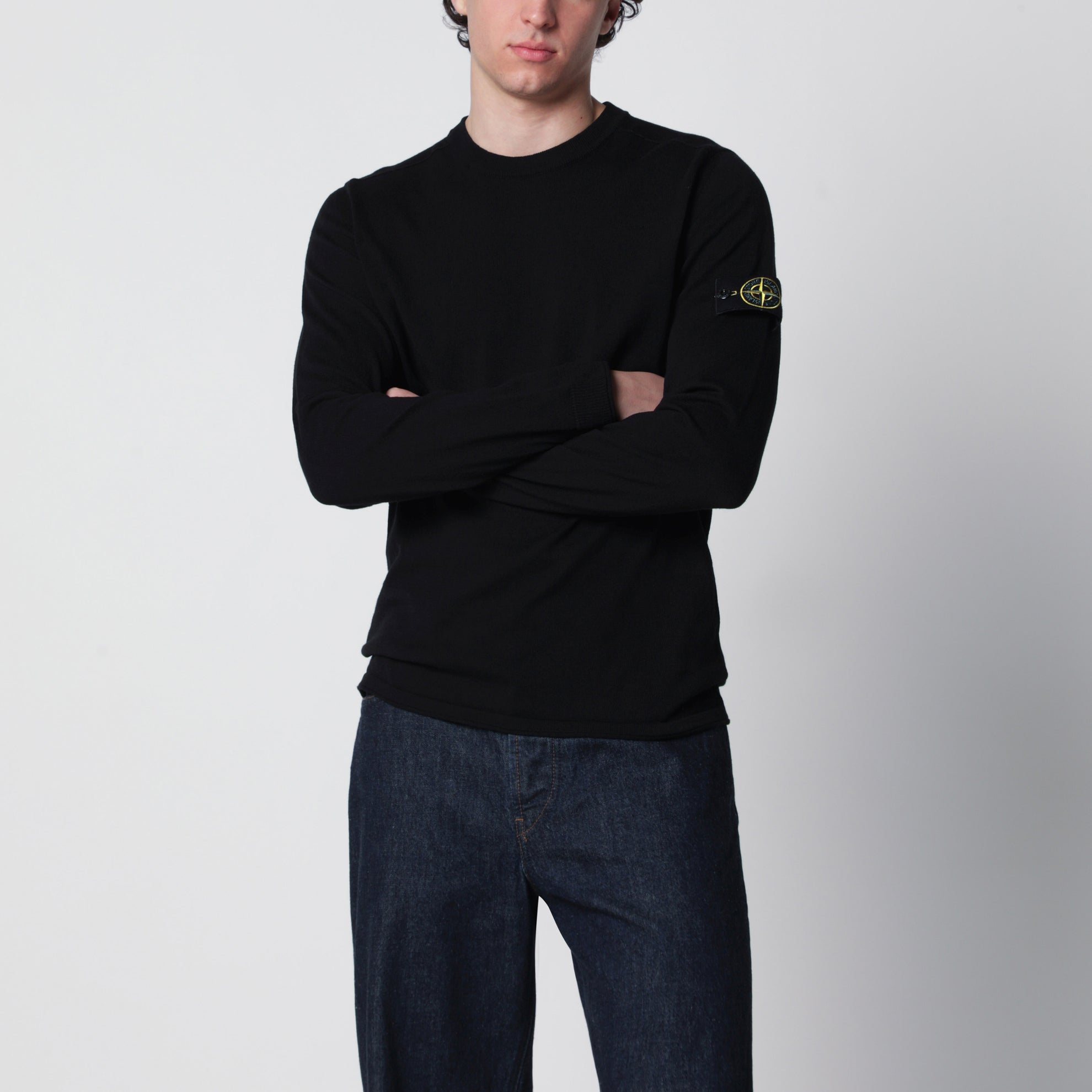 Maglione Logo Badge in cotone nero