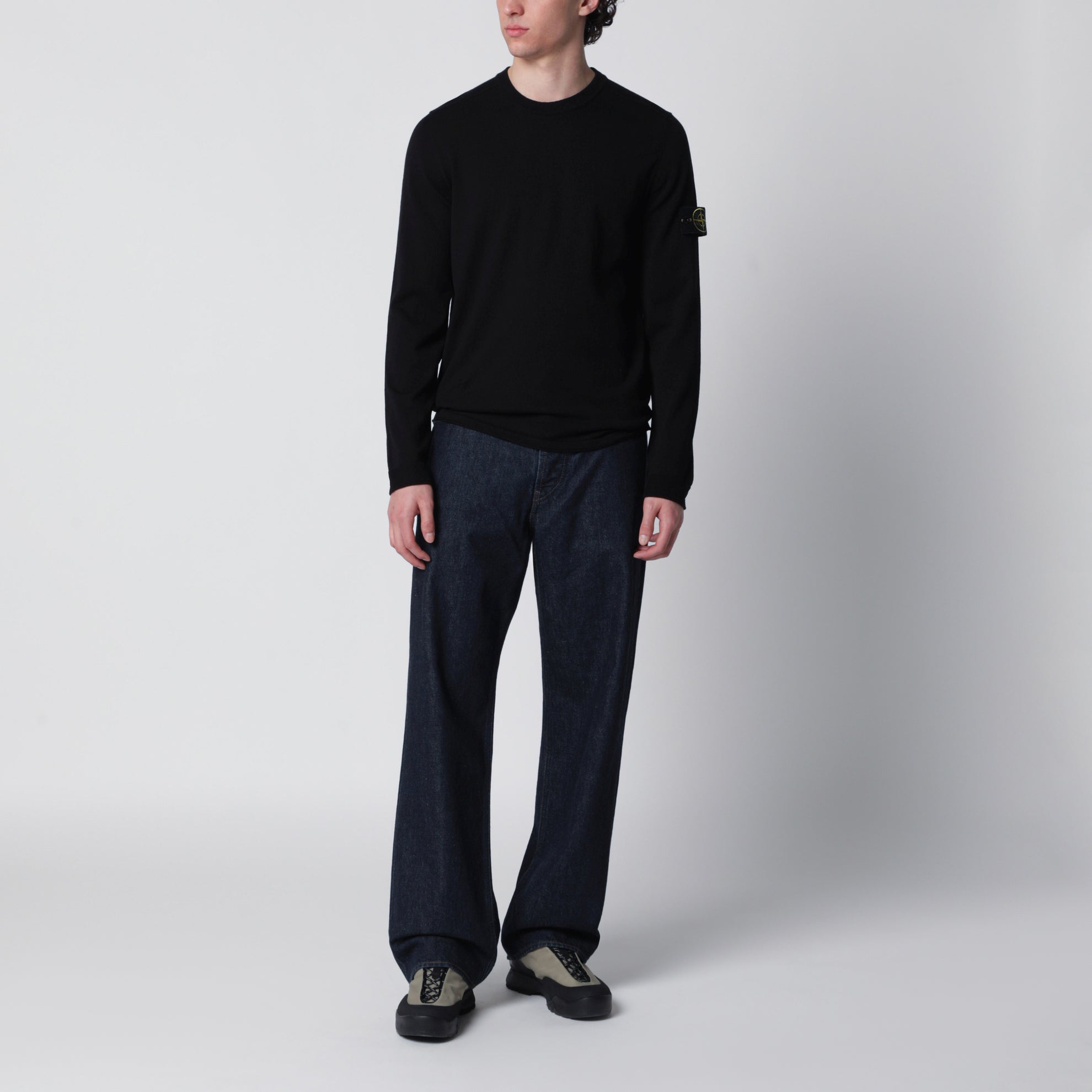Maglione Logo Badge in cotone nero