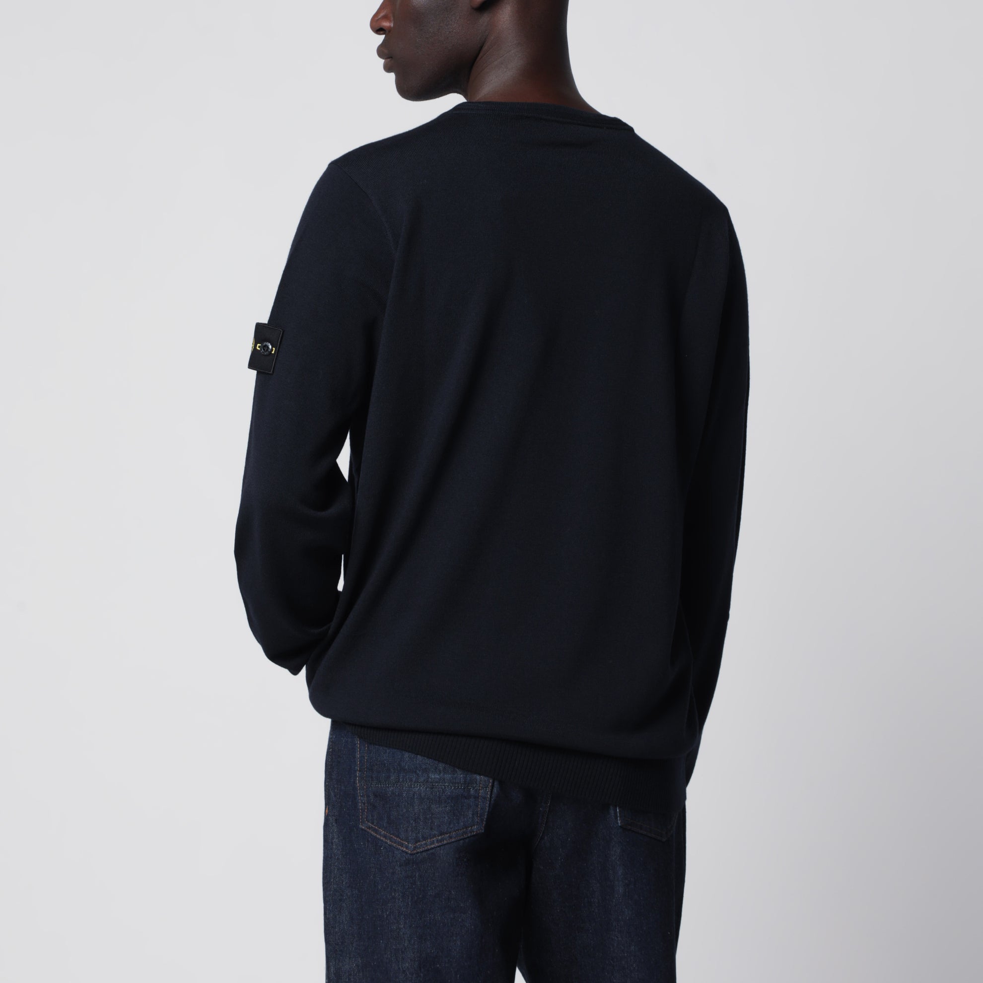 Navy blue wool crew-neck sweater